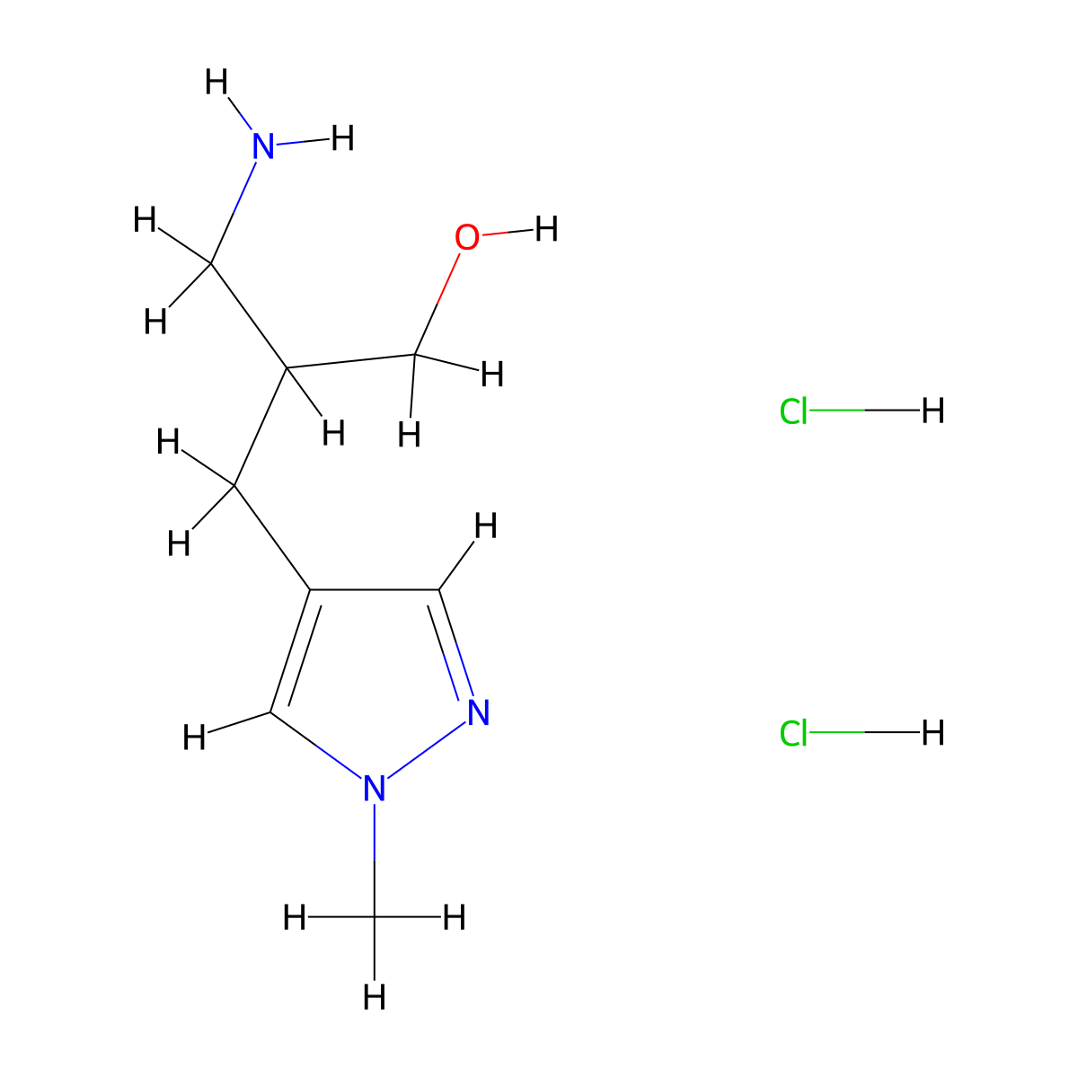 3-amino-2-((1-methyl-1H-pyrazol-4-yl)methyl)propan-1-ol dihydrochloride molecular structure, CAS 1803581-22-7