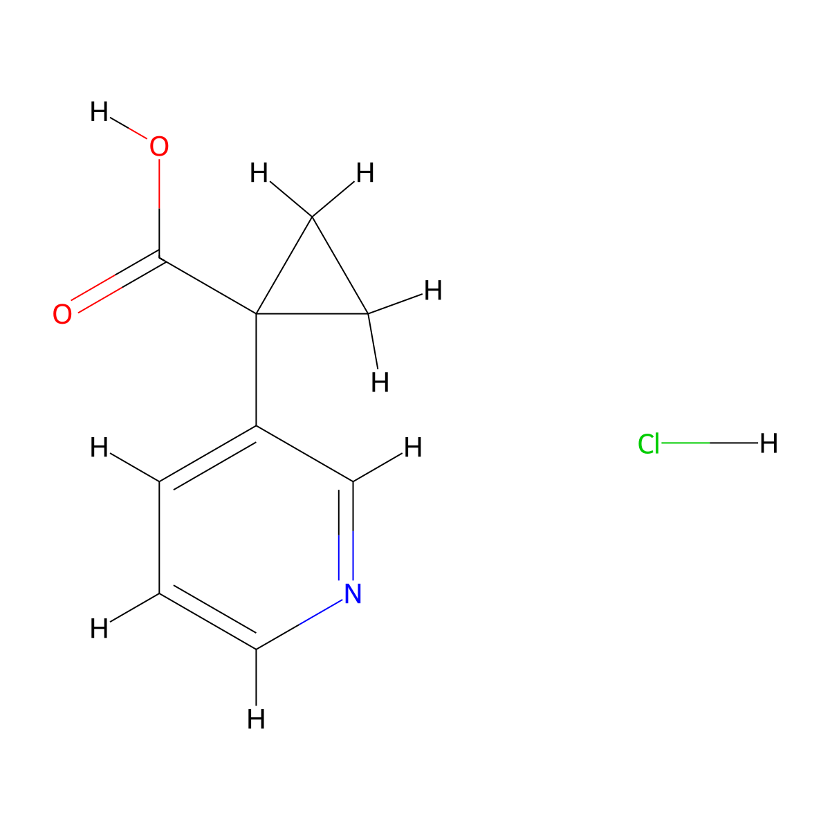 1-(Pyridin-3-yl)cyclopropane-1-carboxylic acid hydrochloride molecular structure, CAS 1803581-23-8