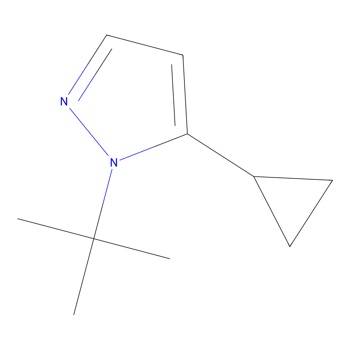 1-tert-butyl-5-cyclopropyl-1H-pyrazole molecular structure, CAS 1803581-27-2
