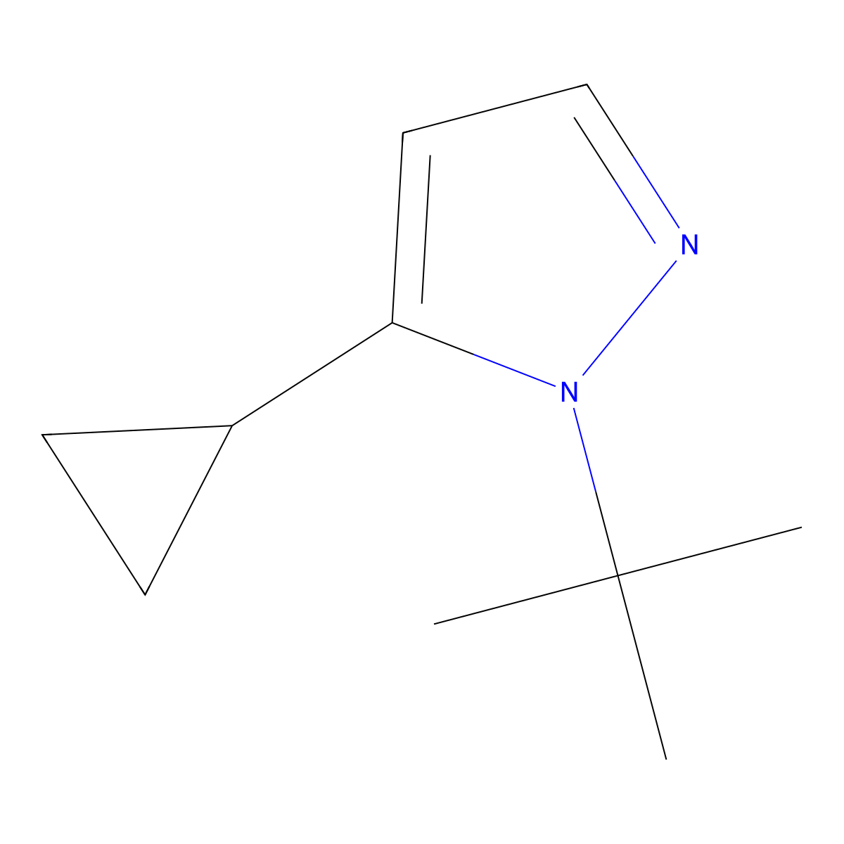 1-tert-butyl-5-cyclopropyl-1H-pyrazole molecular structure, CAS 1803581-27-2