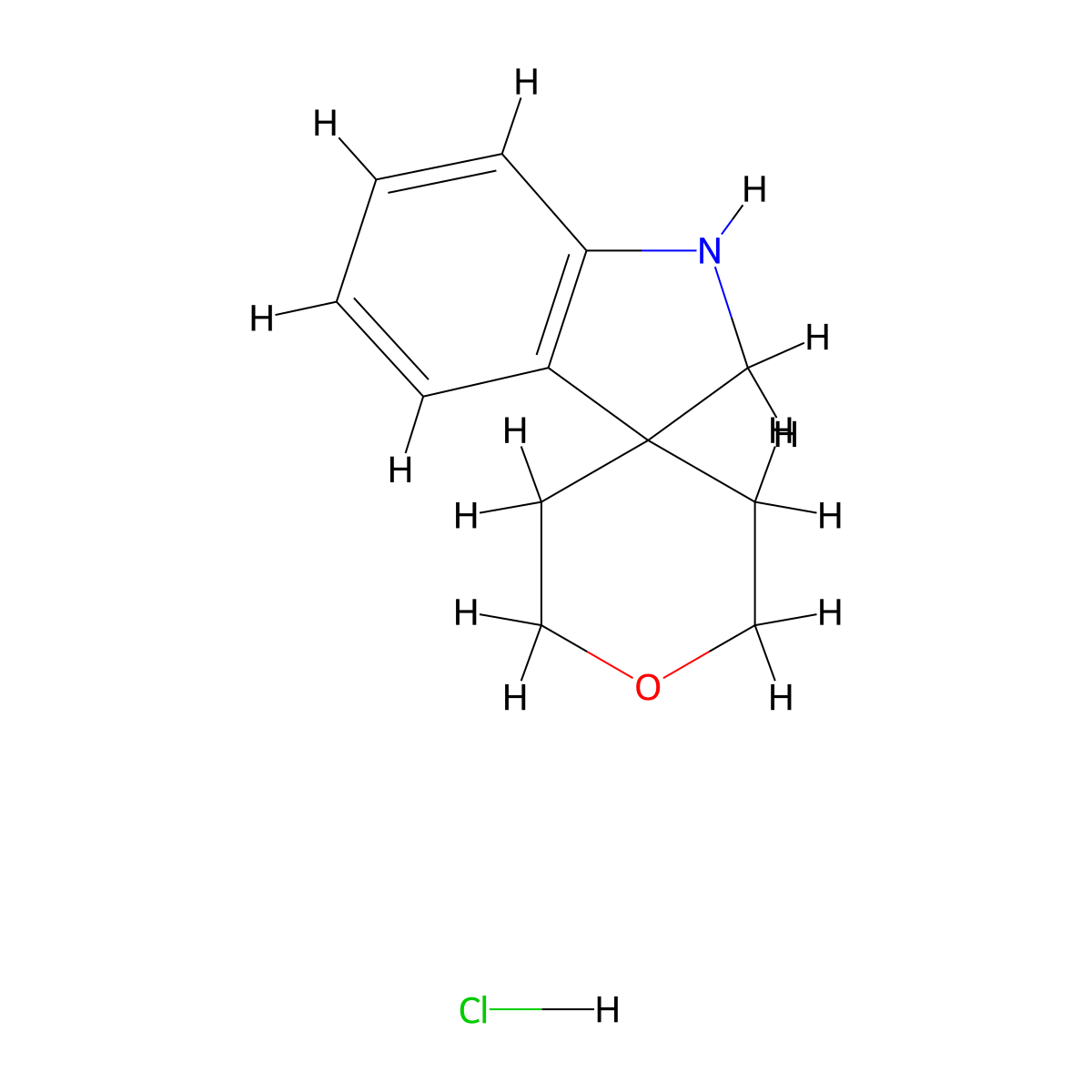 1,2-Dihydrospiro[indole-3,4'-oxane] hydrochloride molecular structure, CAS 1803581-30-7
