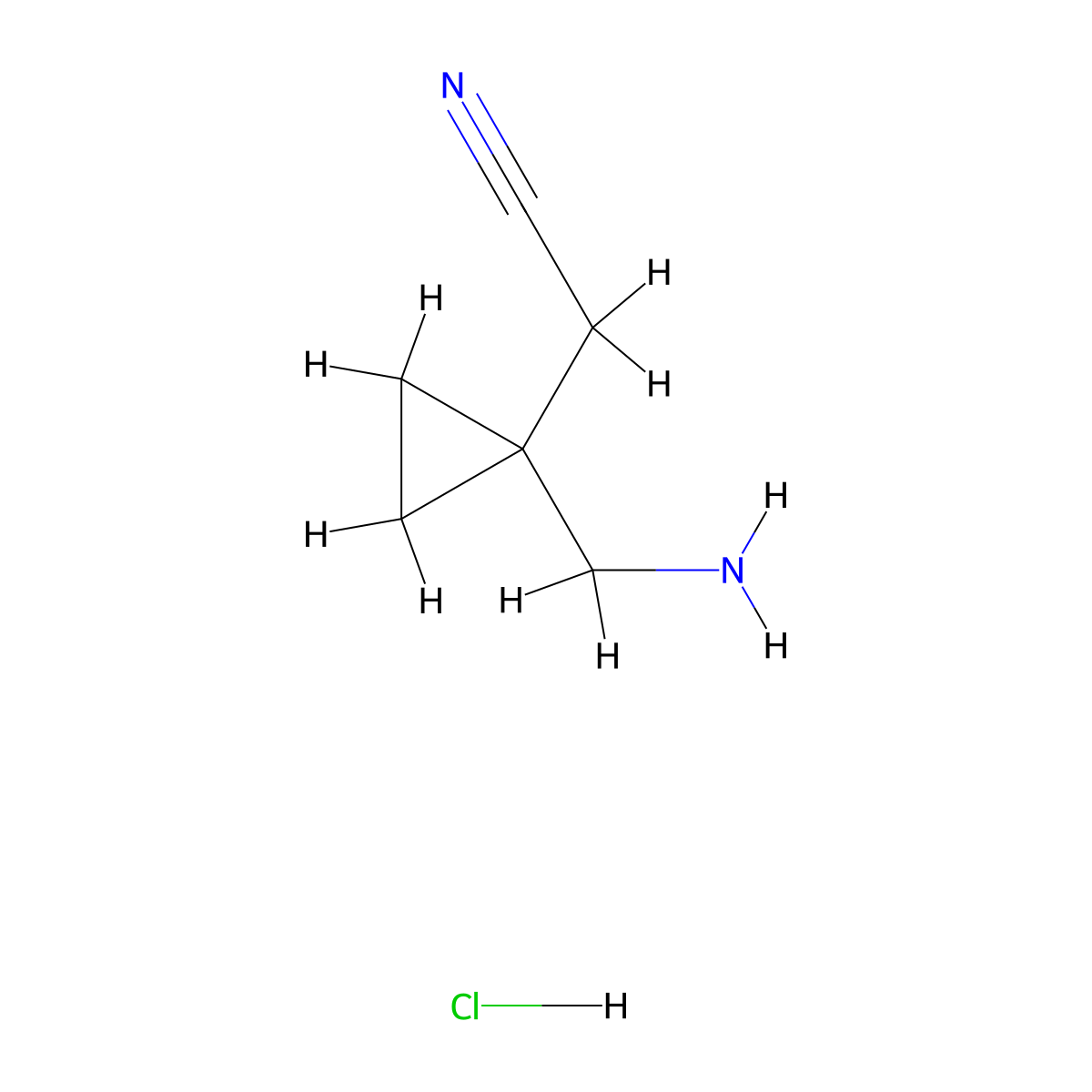 2-[1-(Aminomethyl)cyclopropyl]acetonitrile hydrochloride molecular structure, CAS 1803581-36-3