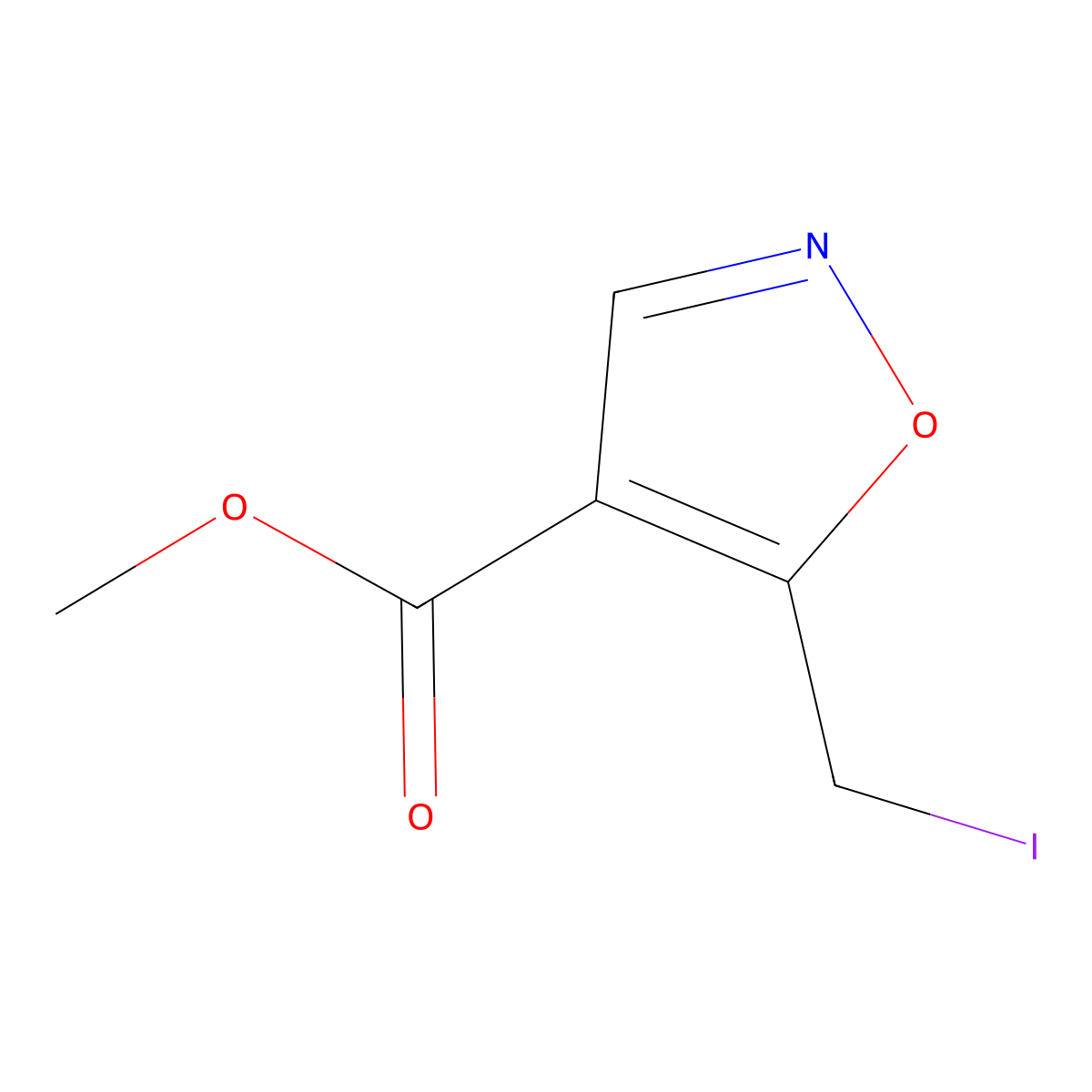 Methyl 5-(iodomethyl)-1,2-oxazole-4-carboxylate molecular structure, CAS 1803581-38-5