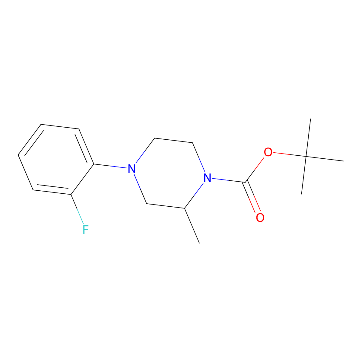 Tert-butyl 4-(2-fluorophenyl)-2-methylpiperazine-1-carboxylate molecular structure, CAS 1803581-41-0