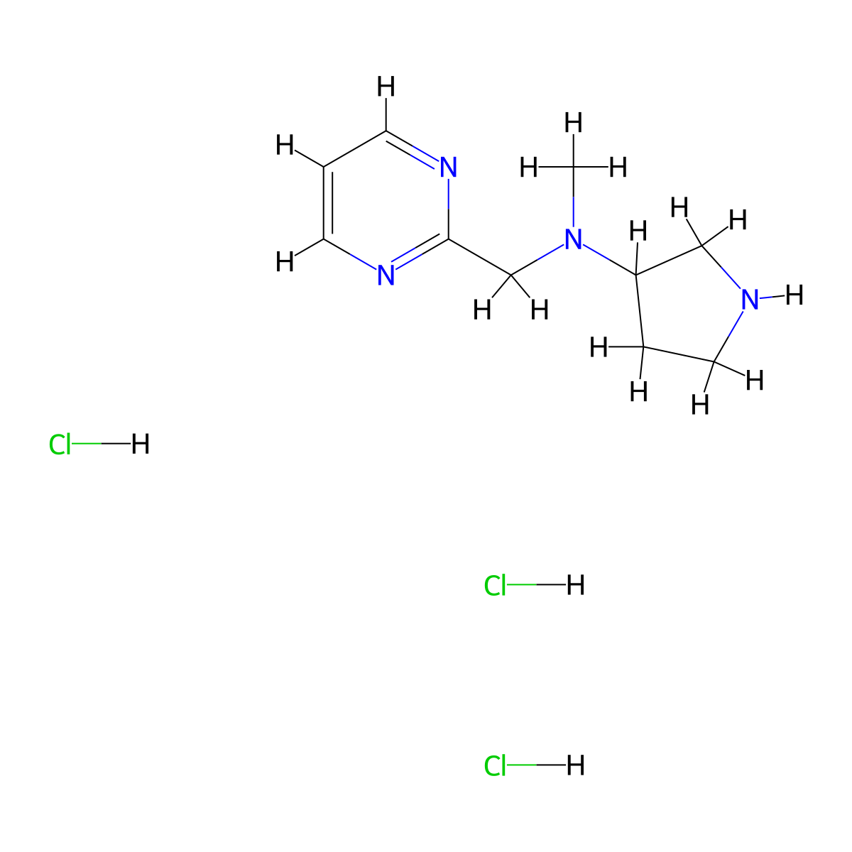N-methyl-N-(pyrimidin-2-ylmethyl)pyrrolidin-3-amine trihydrochloride molecular structure, CAS 1803581-51-2