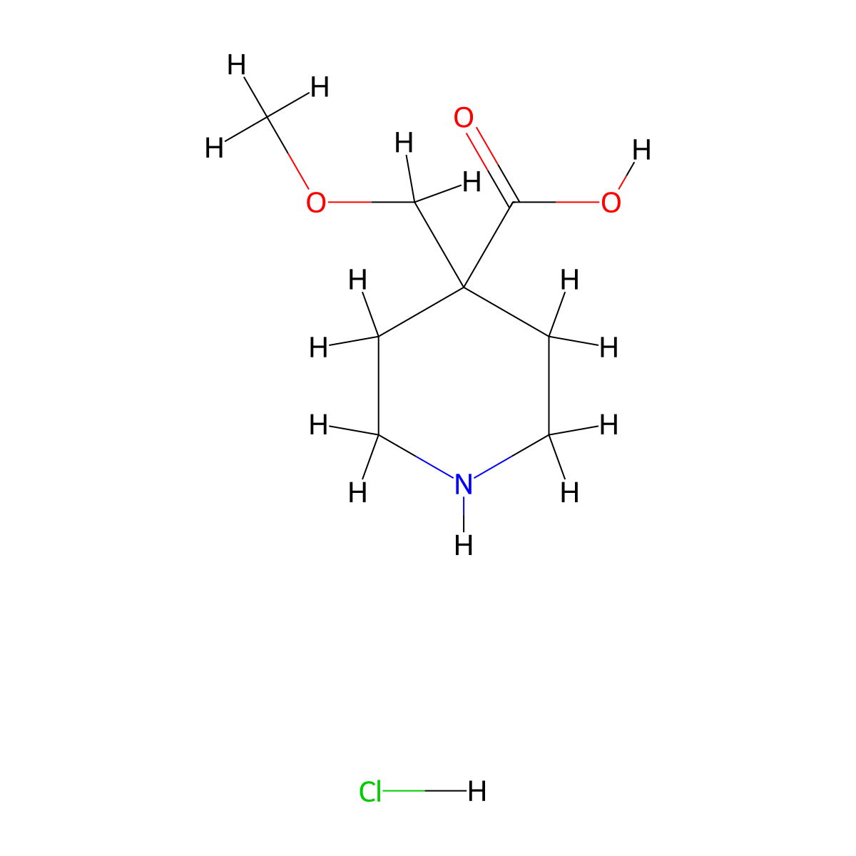 4-(Methoxymethyl)piperidine-4-carboxylic acid hydrochloride molecular structure, CAS 1803581-54-5