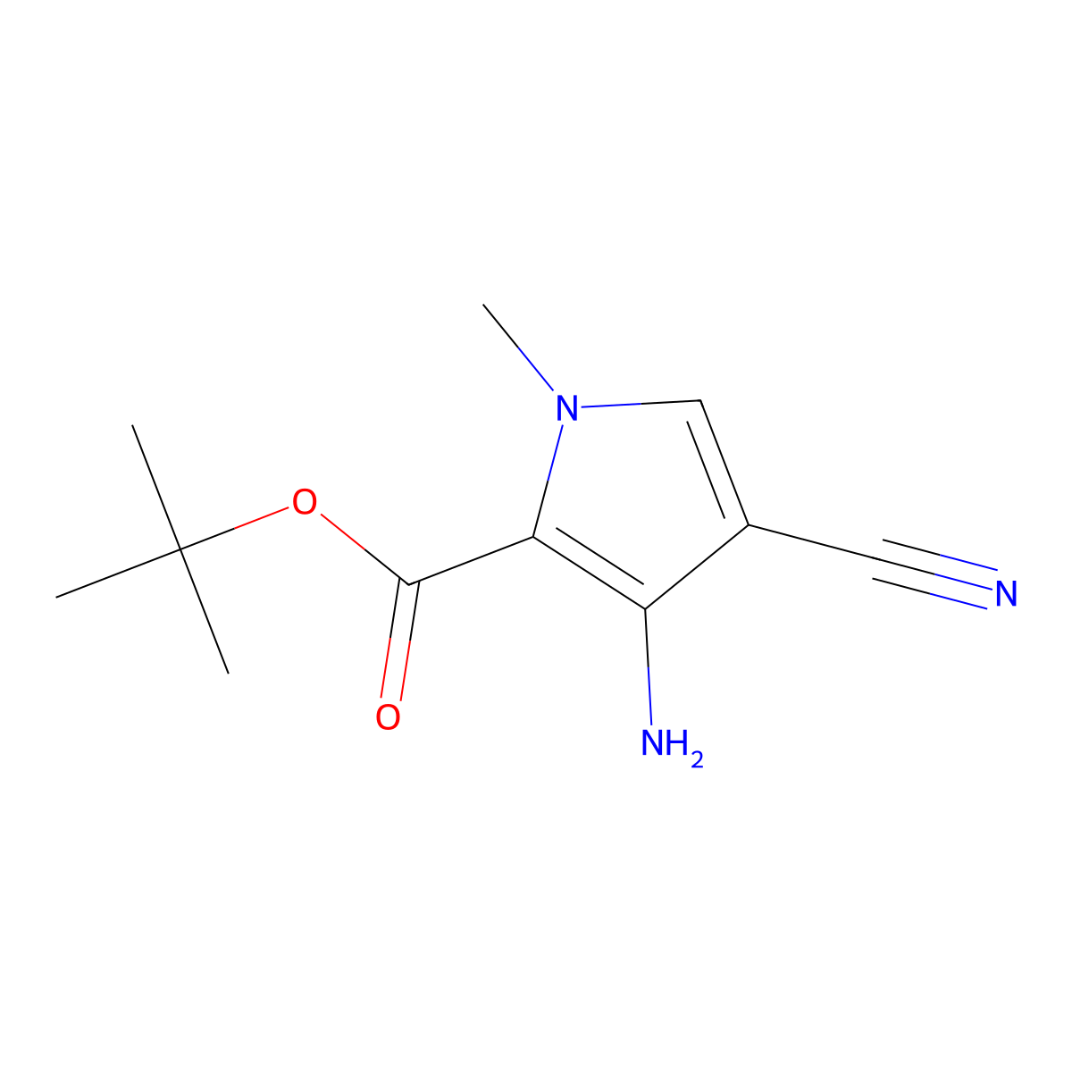 tert-butyl 3-amino-4-cyano-1-methyl-1H-pyrrole-2-carboxylate molecular structure, CAS 1803581-55-6