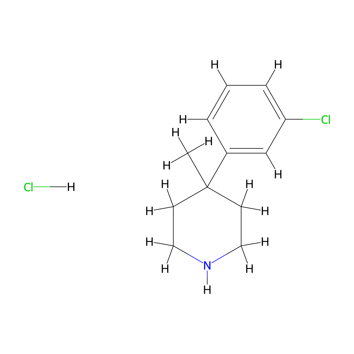 4-(3-Chlorophenyl)-4-methylpiperidine hydrochloride molecular structure, CAS 1803581-63-6