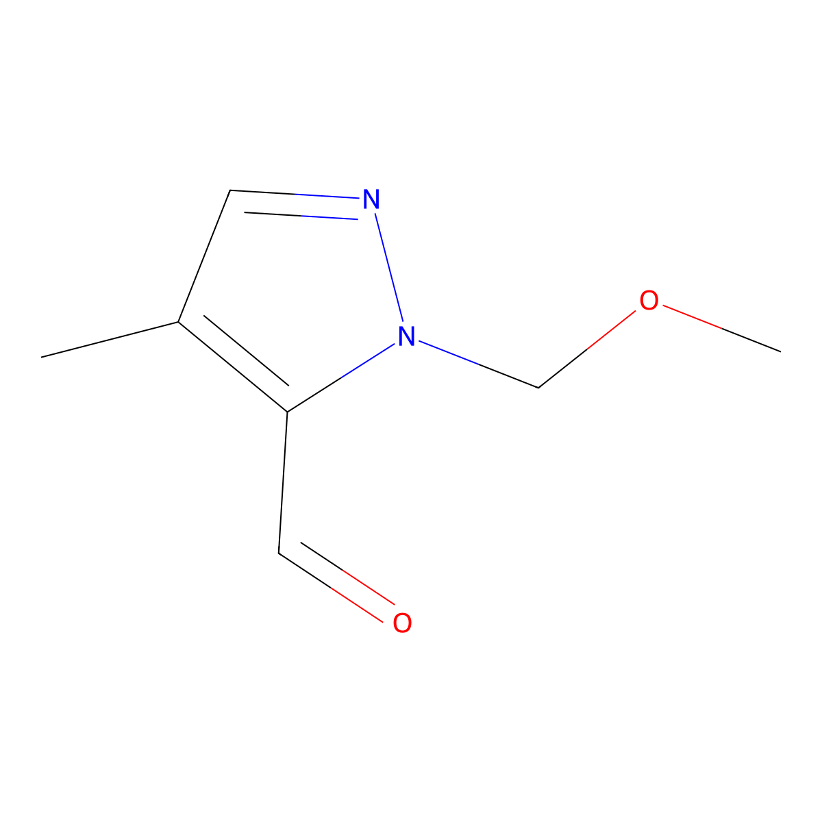 1-(methoxymethyl)-4-methyl-1H-pyrazole-5-carbaldehyde molecular structure, CAS 1803581-64-7