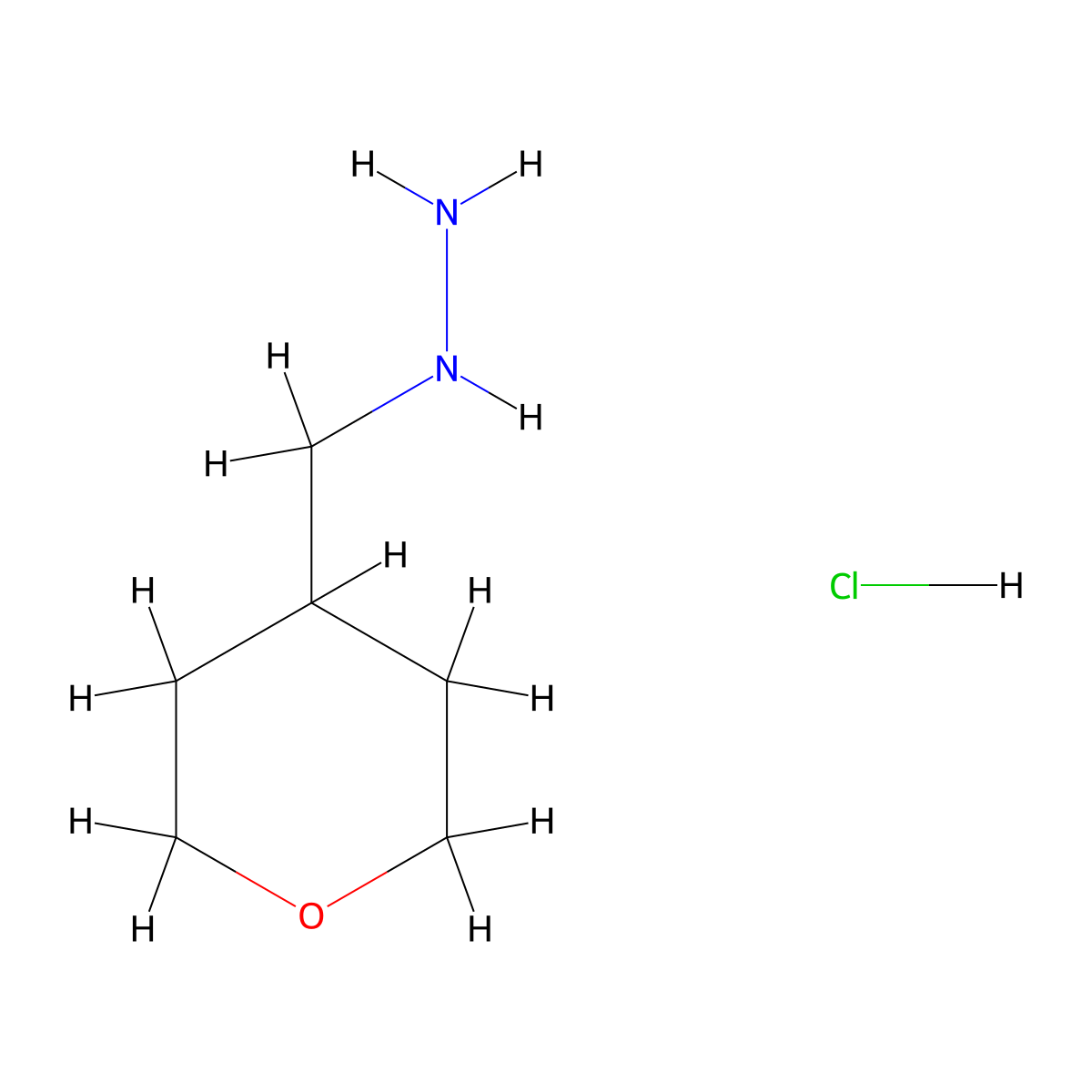 ((Oxan-4-yl)methyl)hydrazine hydrochloride molecular structure, CAS 1803581-66-9