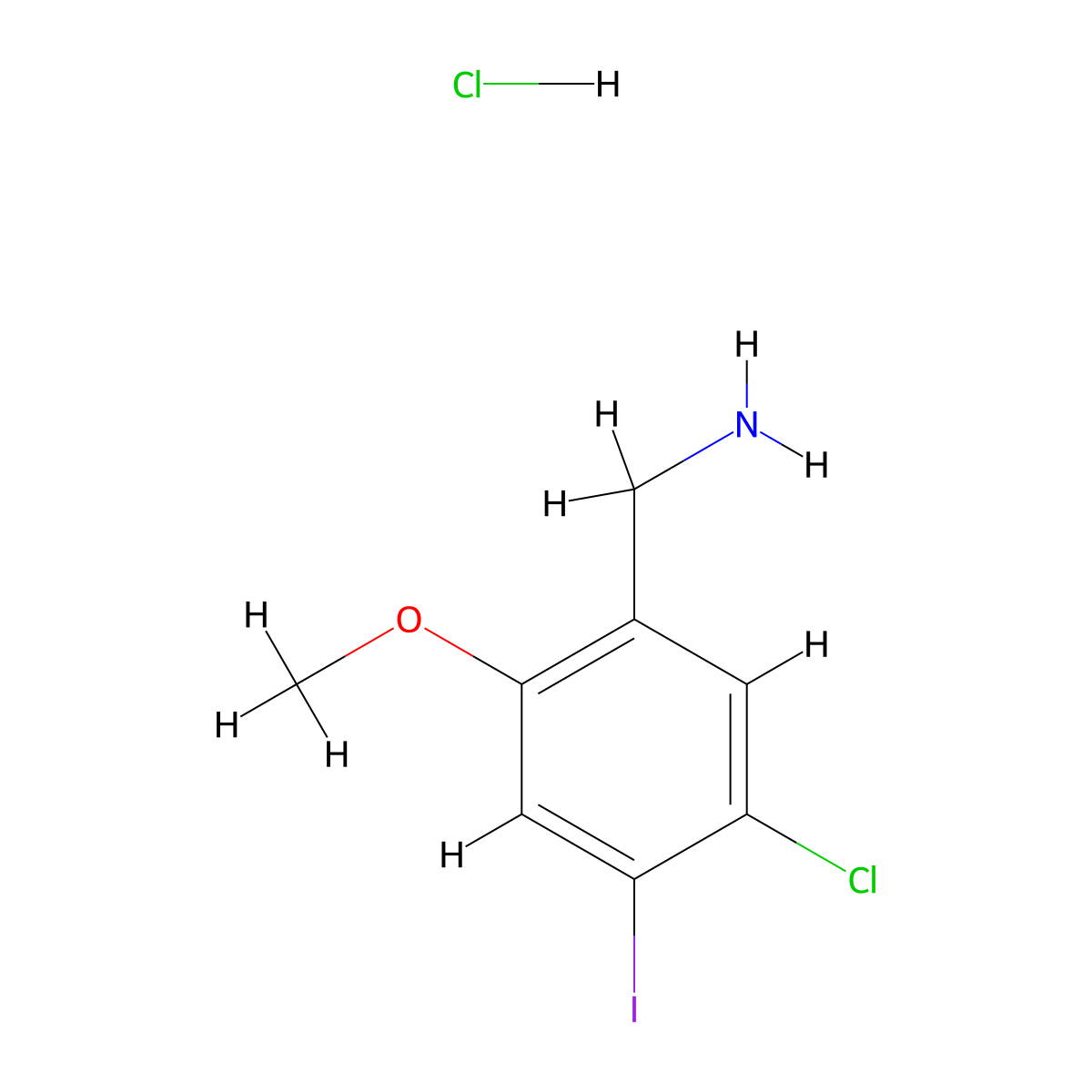 (5-Chloro-4-iodo-2-methoxyphenyl)methanamine hydrochloride molecular structure, CAS 1803581-74-9