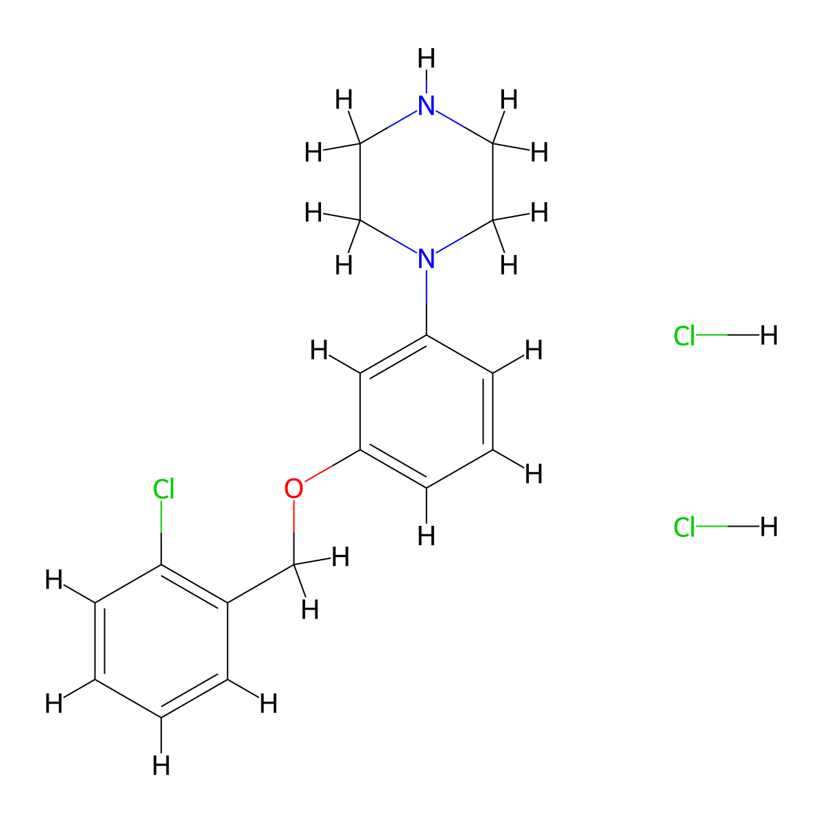 1-{3-[(2-Chlorophenyl)methoxy]phenyl}piperazine dihydrochloride molecular structure, CAS 1803581-77-2