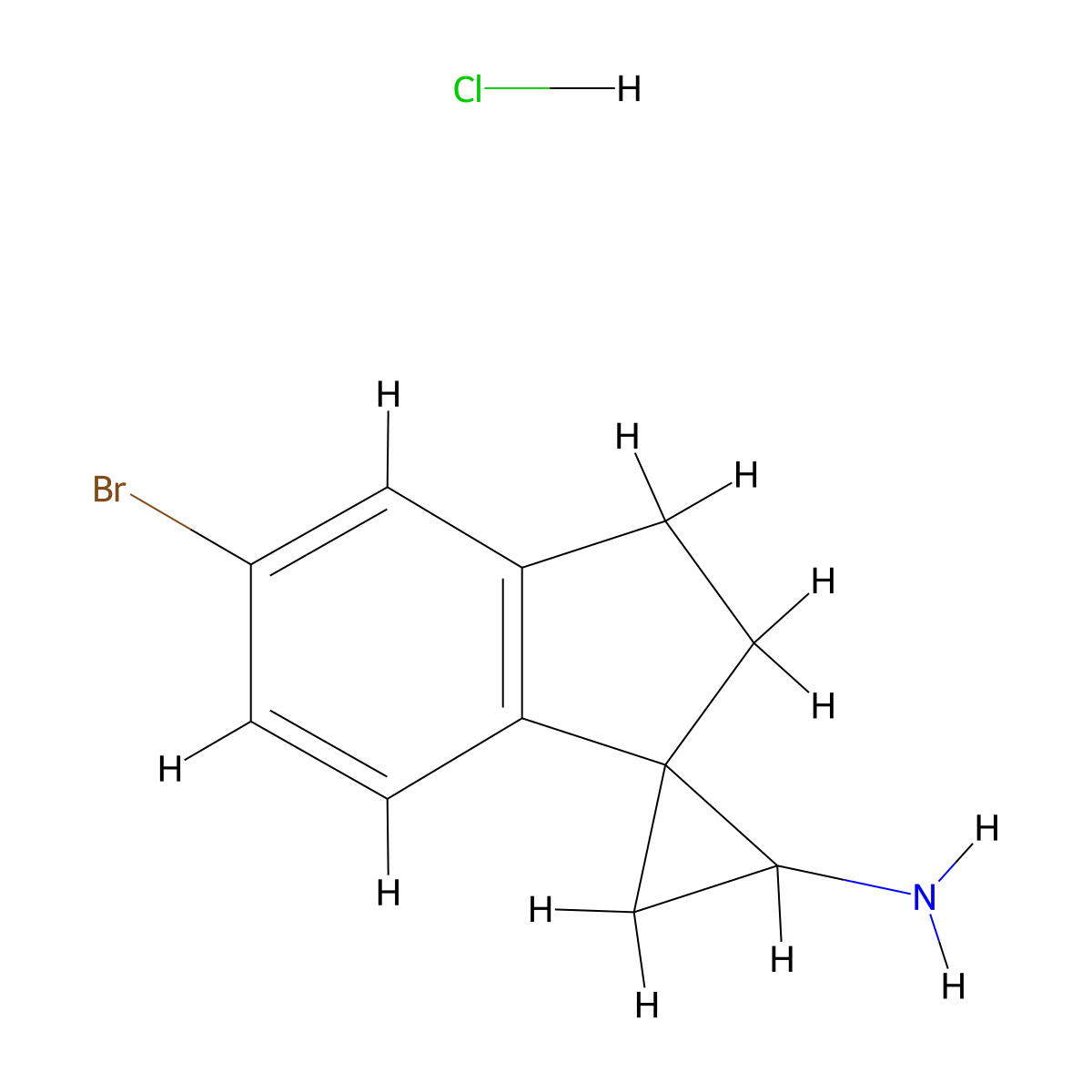 5'-Bromo-2',3'-dihydrospiro(cyclopropane-1,1'-indene)-3-amine hydrochloride molecular structure, CAS 1803581-78-3