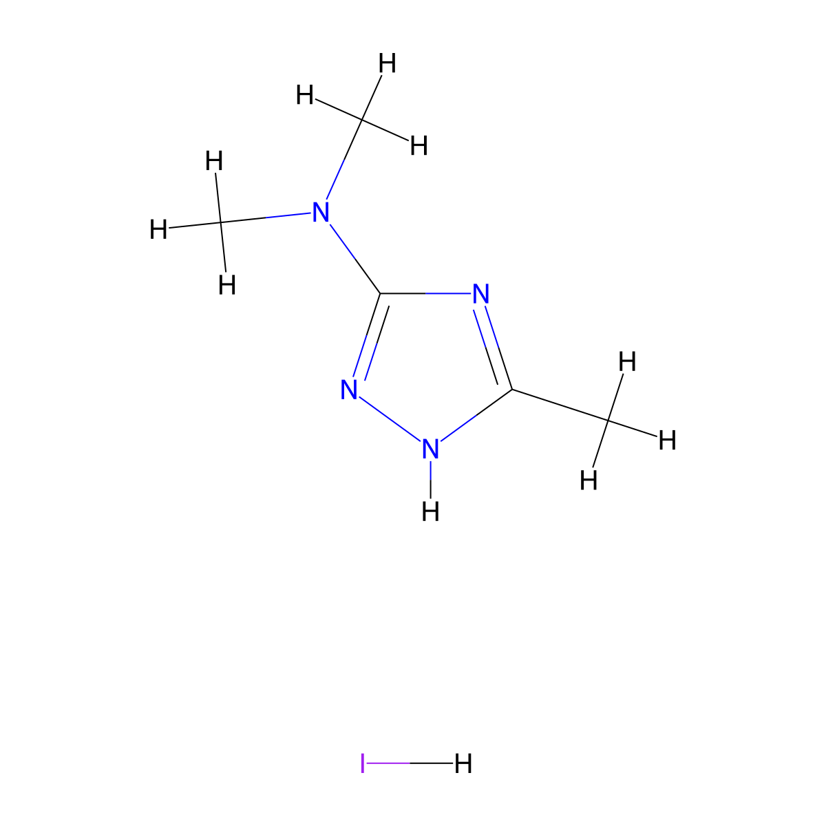 N,N,3-trimethyl-1H-1,2,4-triazol-5-amine hydroiodide molecular structure, CAS 1803581-87-4