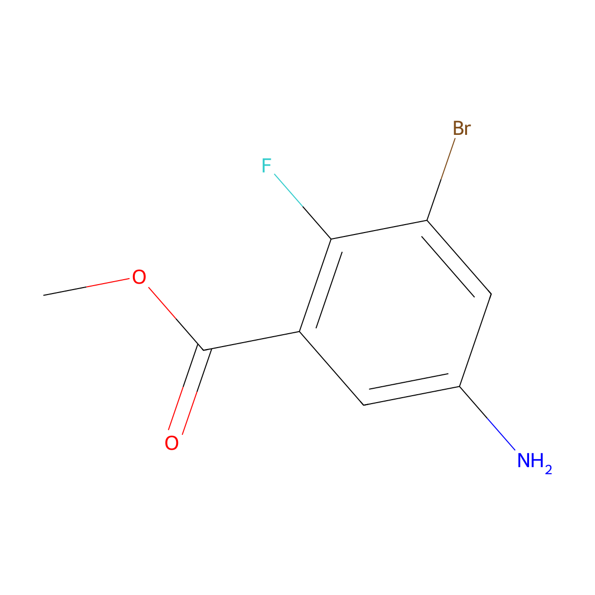 Methyl 5-amino-3-bromo-2-fluorobenzoate molecular structure, CAS 1803581-88-5