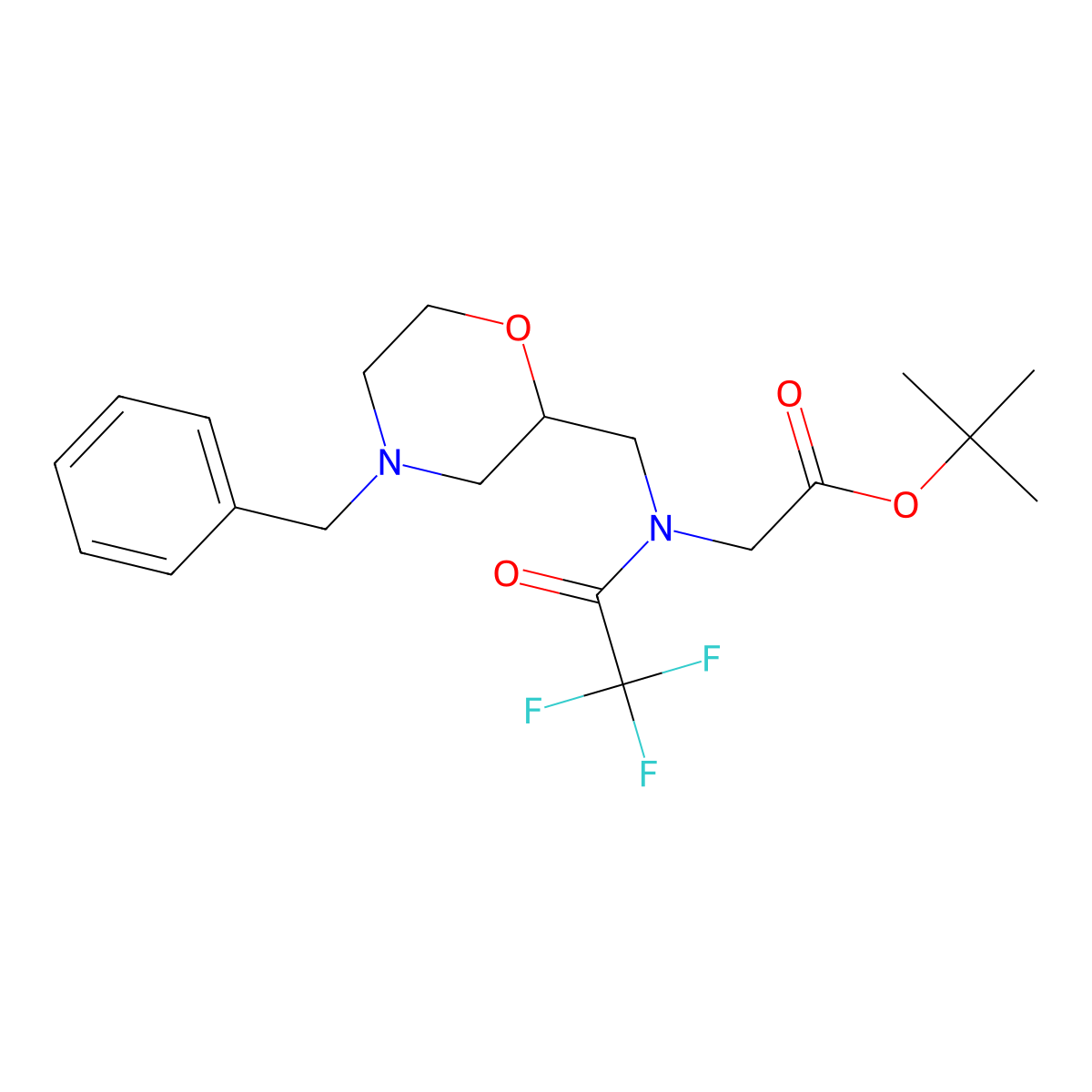 tert-butyl 2-{N-[(4-benzylmorpholin-2-yl)methyl]-2,2,2-trifluoroacetamido}acetate molecular structure, CAS 1803581-92-1