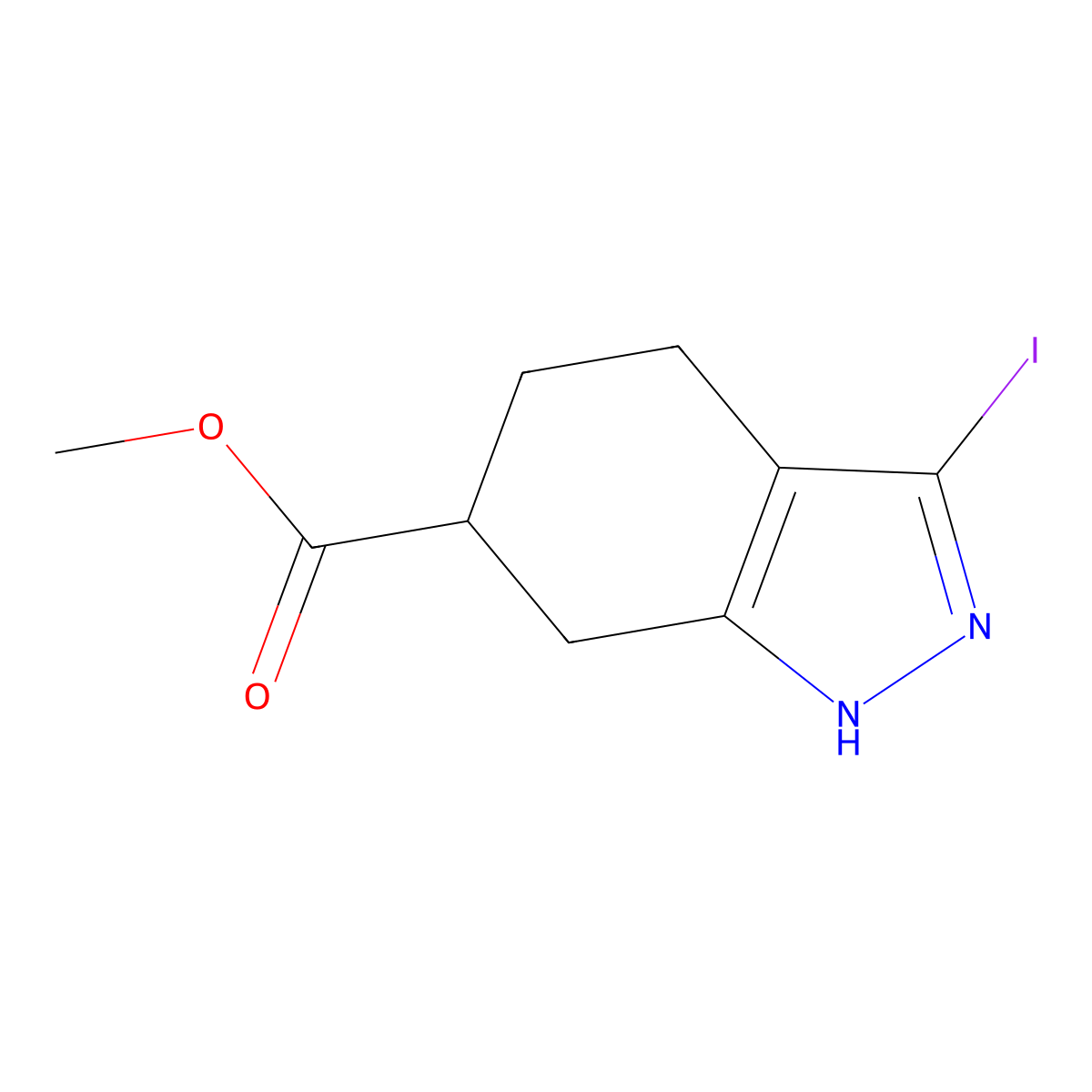 methyl 3-iodo-4,5,6,7-tetrahydro-1H-indazole-6-carboxylate molecular structure, CAS 1803581-94-3