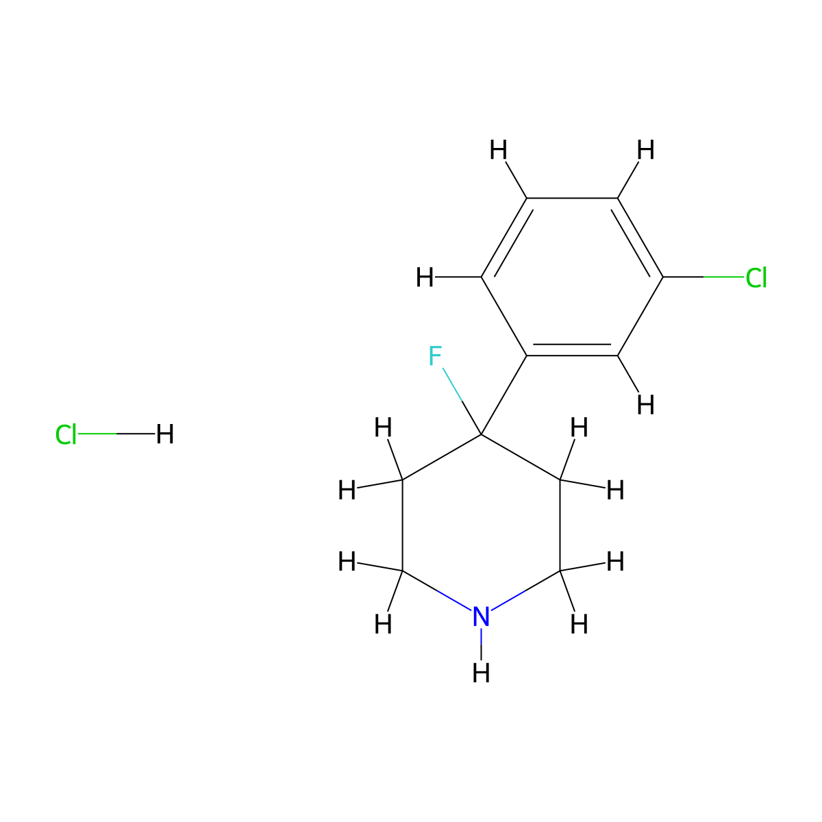 4-(3-Chlorophenyl)-4-fluoropiperidine HCl molecular structure, CAS 1803581-95-4