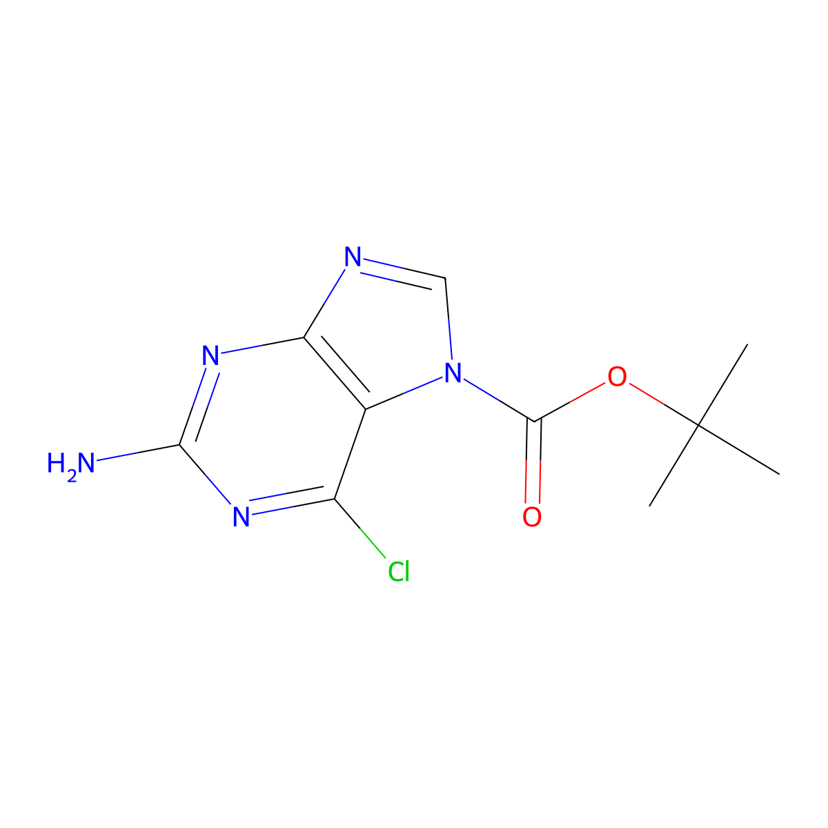 tert-butyl 2-amino-6-chloro-7H-purine-7-carboxylate molecular structure, CAS 1803582-00-4