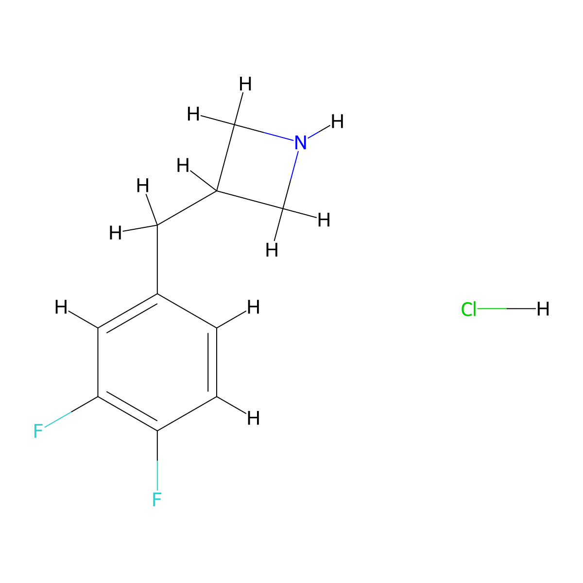 3-((3,4-Difluorophenyl)methyl)azetidine hydrochloride molecular structure, CAS 1803582-01-5