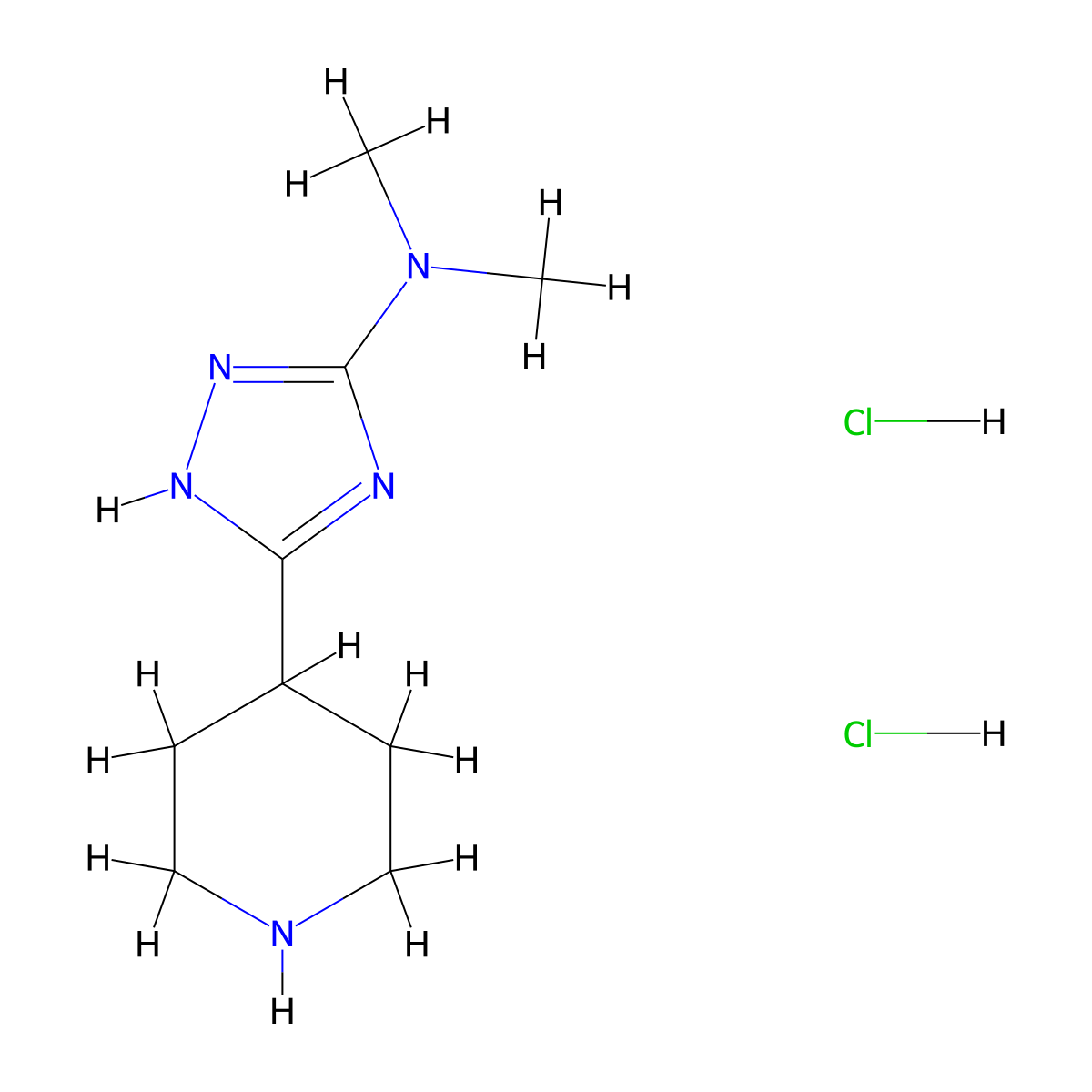 N,N-dimethyl-5-(piperidin-4-yl)-1H-1,2,4-triazol-3-amine dihydrochloride molecular structure, CAS 1803582-03-7