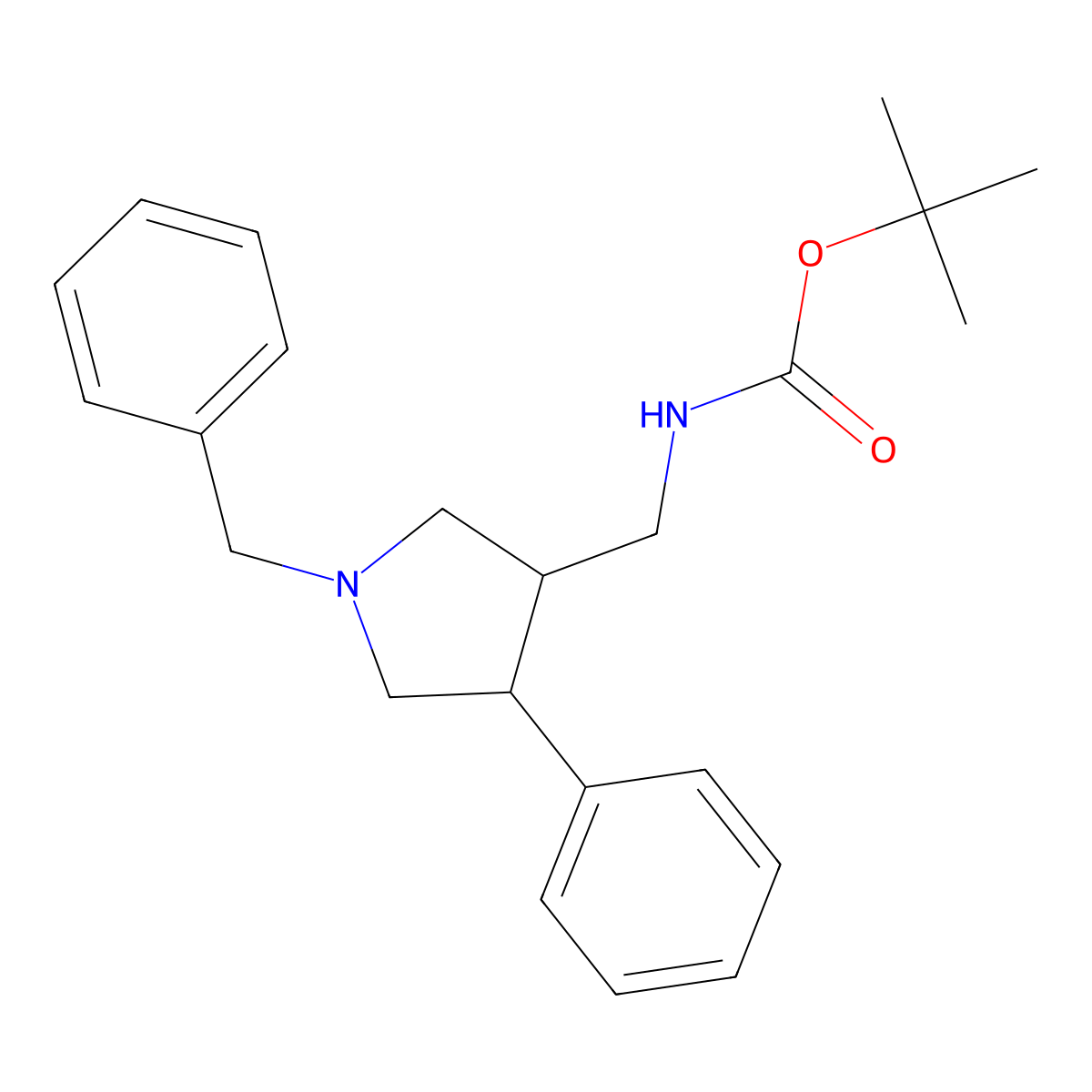 tert-butyl N-[(1-benzyl-4-phenylpyrrolidin-3-yl)methyl]carbamate molecular structure, CAS 1803582-04-8