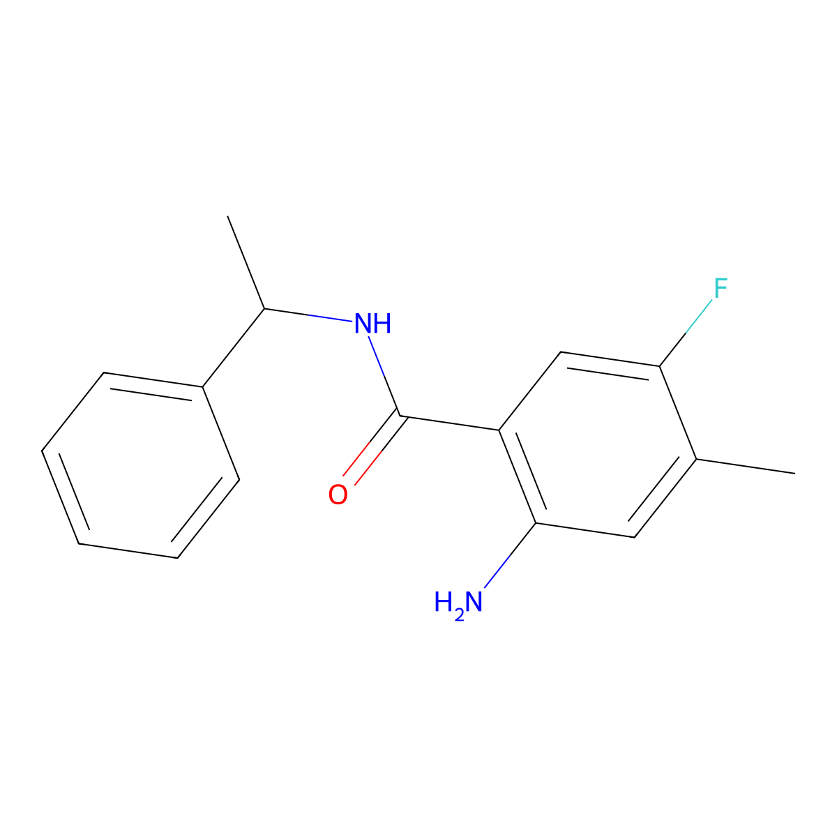 2-amino-5-fluoro-4-methyl-N-(1-phenylethyl)benzamide molecular structure, CAS 1803582-05-9