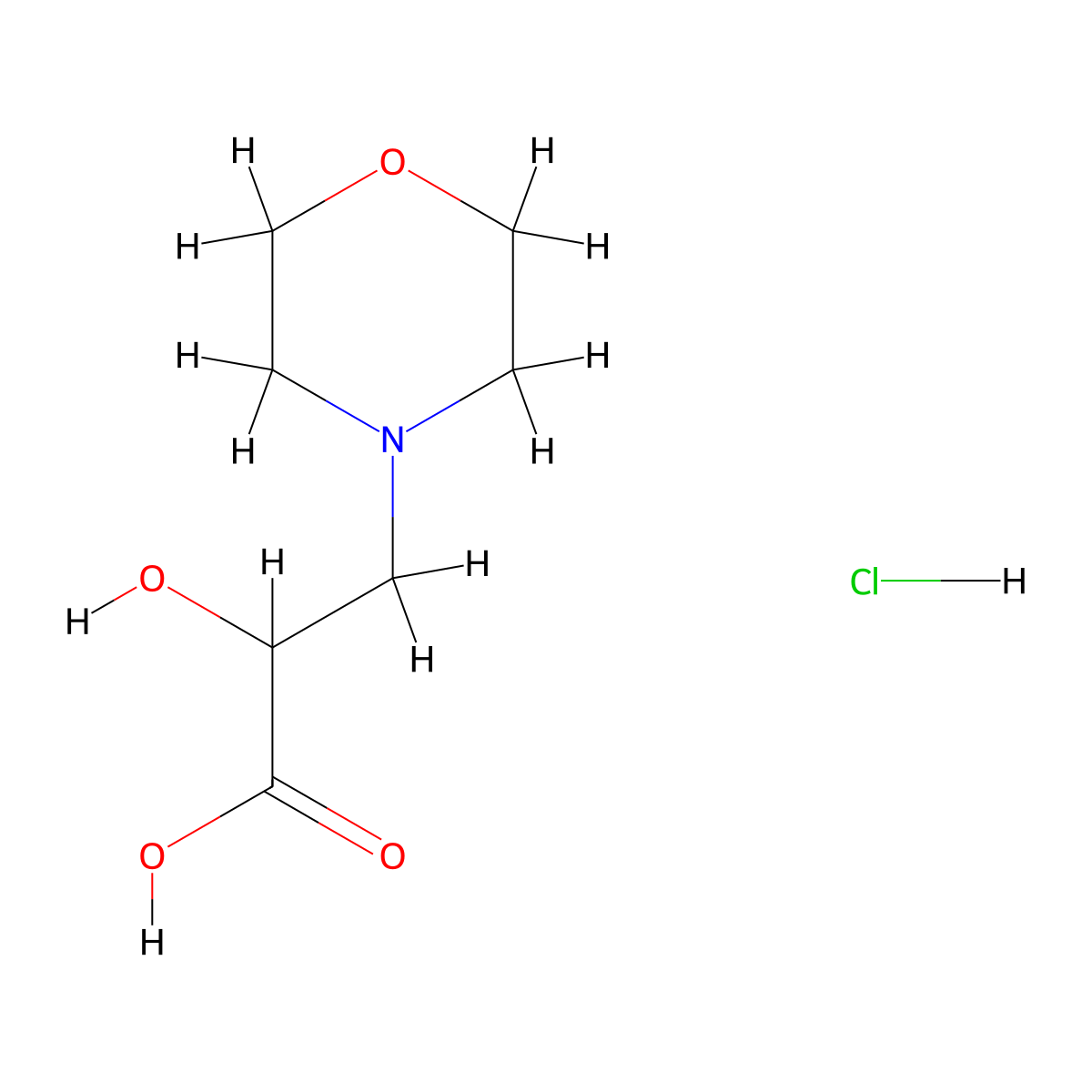 2-Hydroxy-3-(morpholin-4-yl)propanoic acid hydrochloride molecular structure, CAS 1803582-08-2