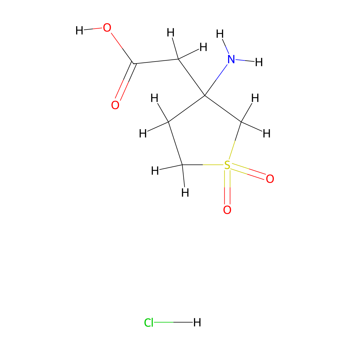 2-(3-Amino-1,1-dioxo-1lambda6-thiolan-3-yl)acetic acid hydrochloride molecular structure, CAS 1803582-09-3