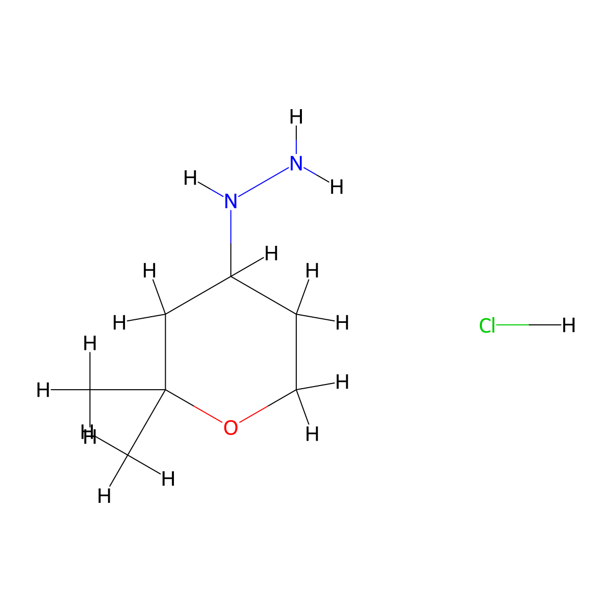 (2,2-Dimethyloxan-4-yl)hydrazine hydrochloride molecular structure, CAS 1803582-12-8