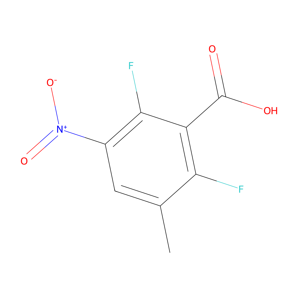 2,6-Difluoro-3-methyl-5-nitrobenzoic acid molecular structure, CAS 1803582-13-9