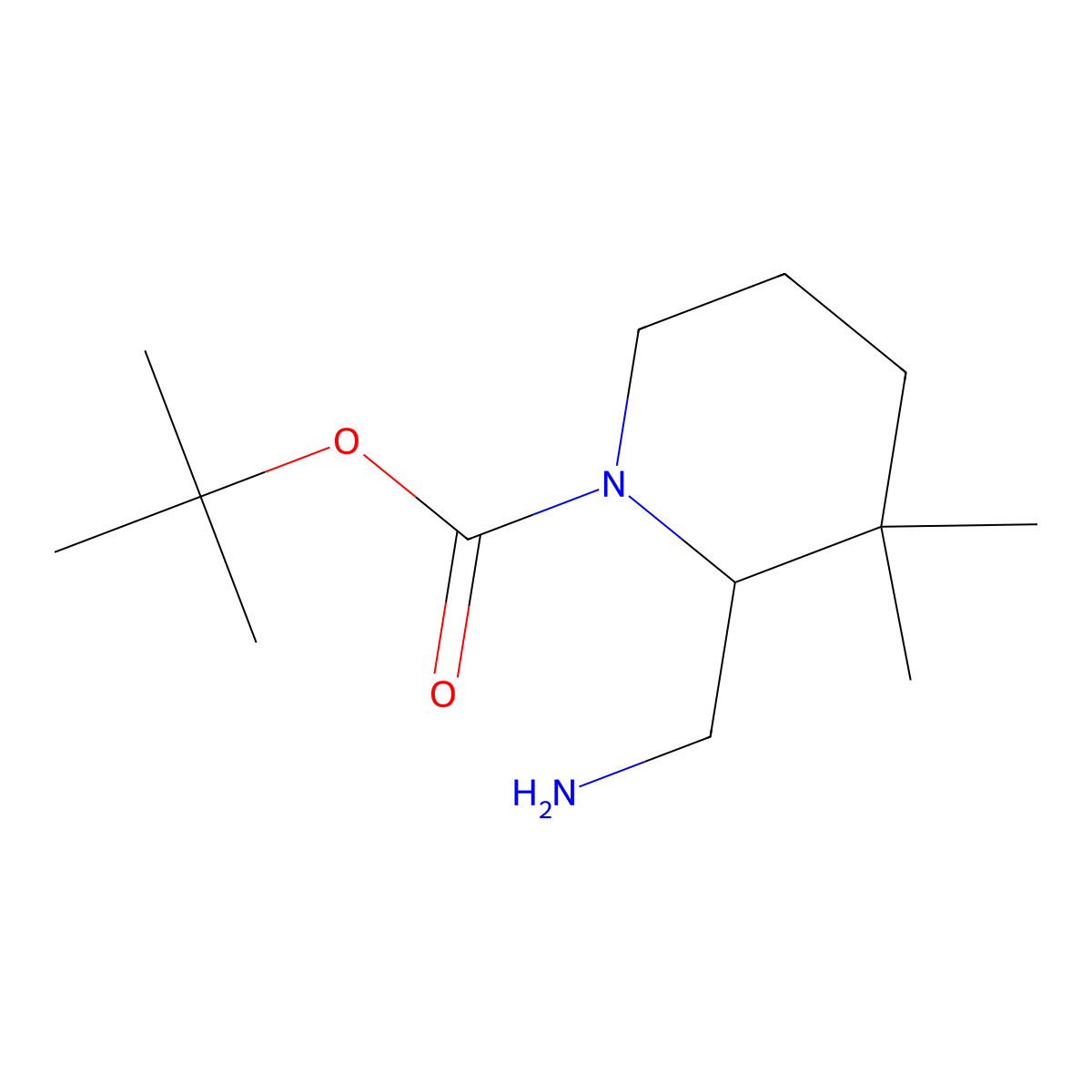 Tert-butyl 2-(aminomethyl)-3,3-dimethylpiperidine-1-carboxylate molecular structure, CAS 1803582-17-3