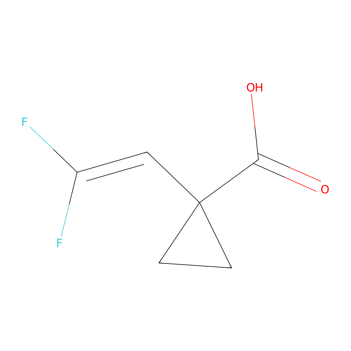 1-(2,2-Difluoroethenyl)cyclopropane-1-carboxylic acid molecular structure, CAS 1803582-18-4