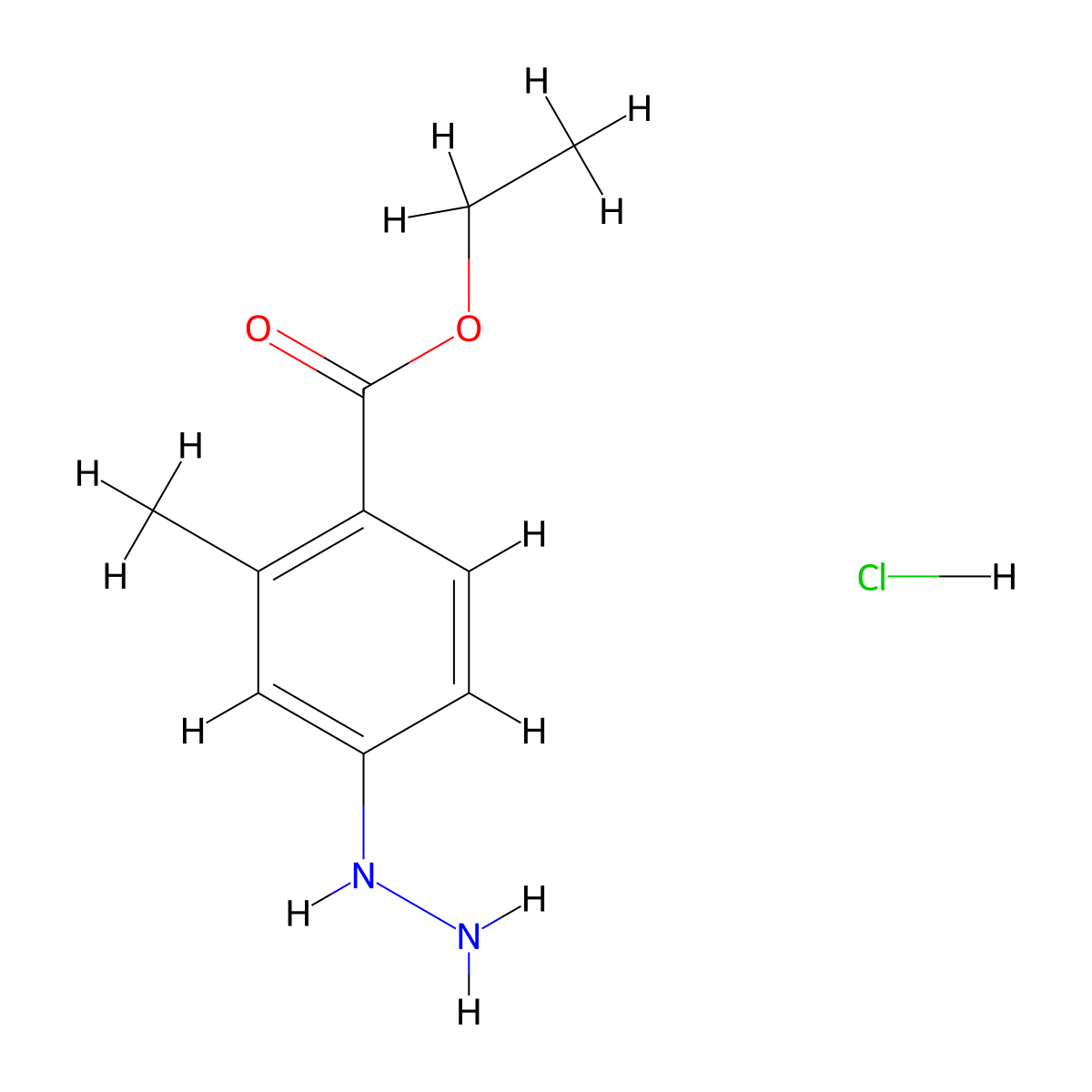 Ethyl 4-hydrazinyl-2-methylbenzoate hydrochloride molecular structure, CAS 1803582-36-6