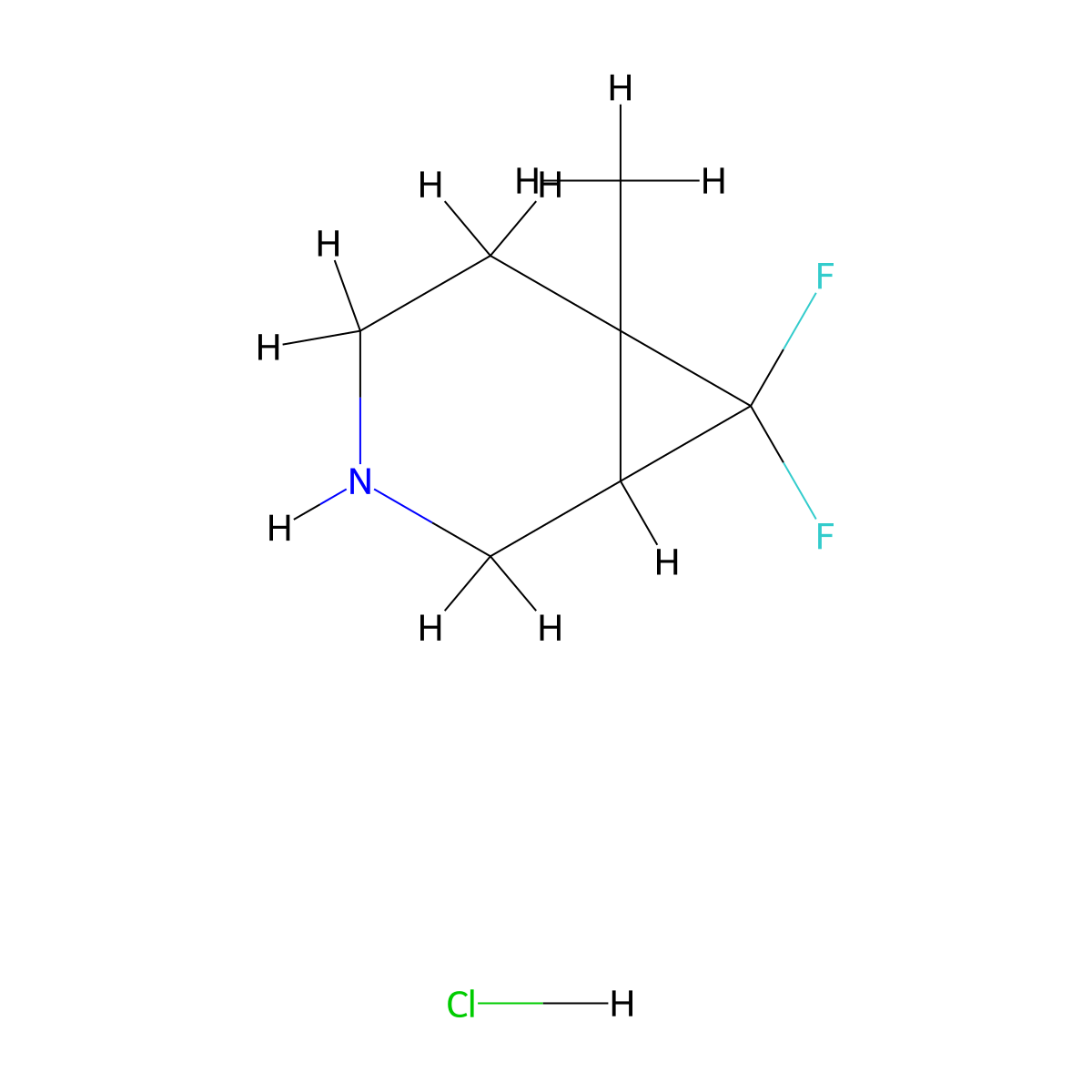 7,7-Difluoro-6-methyl-3-azabicyclo[4.1.0]heptane hydrochloride molecular structure, CAS 1803582-38-8