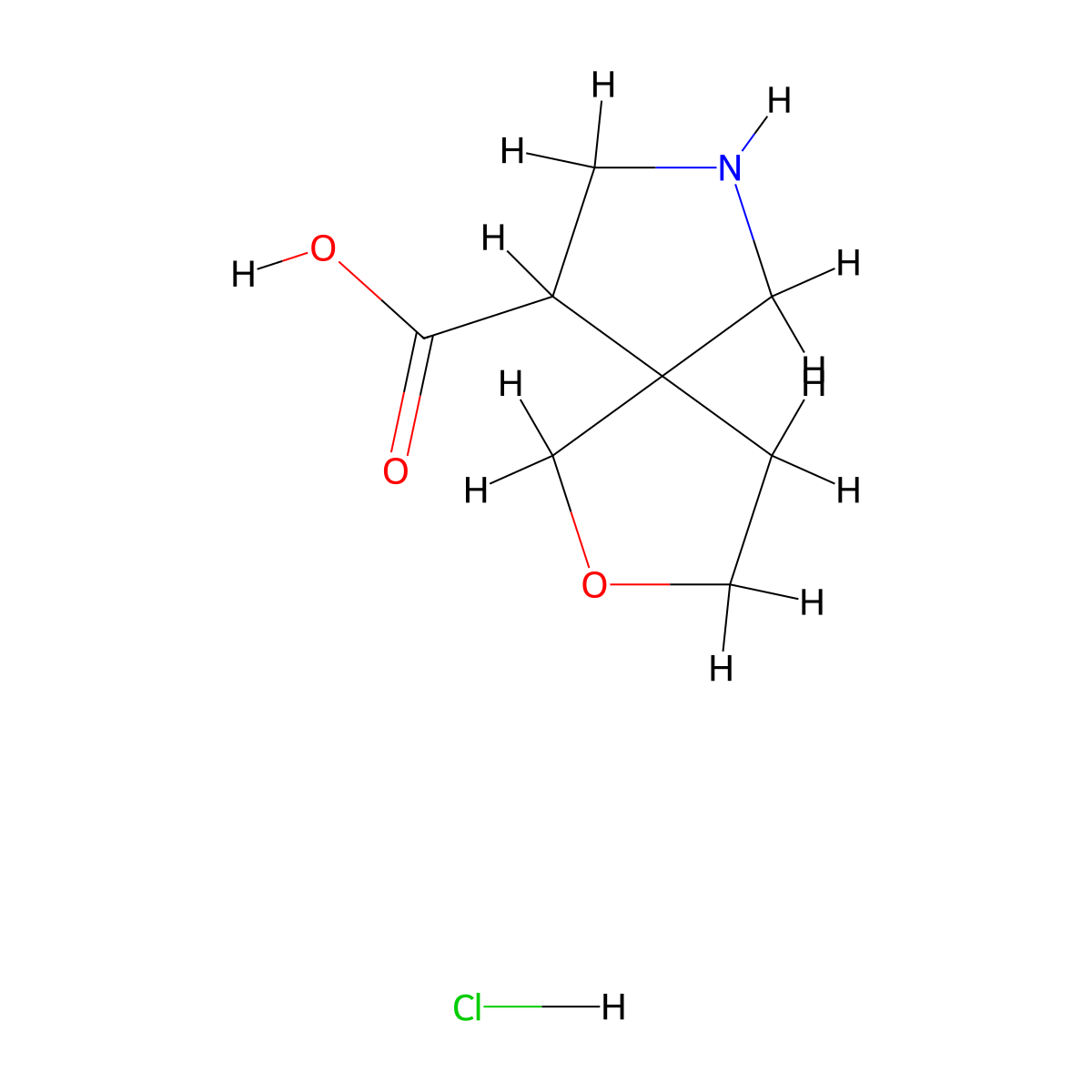 2-Oxa-7-azaspiro(4.4)nonane-9-carboxylic acid hydrochloride molecular structure, CAS 1803582-49-1