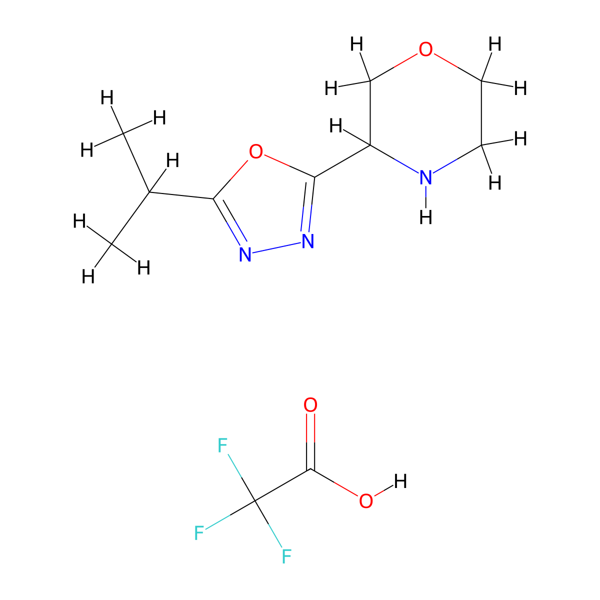 3-[5-(Propan-2-yl)-1,3,4-oxadiazol-2-yl]morpholine, trifluoroacetic acid molecular structure, CAS 1803582-51-5