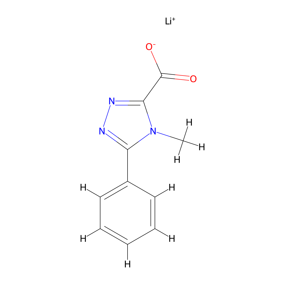 lithium(1+) ion 4-methyl-5-phenyl-4H-1,2,4-triazole-3-carboxylate molecular structure, CAS 1803582-61-7