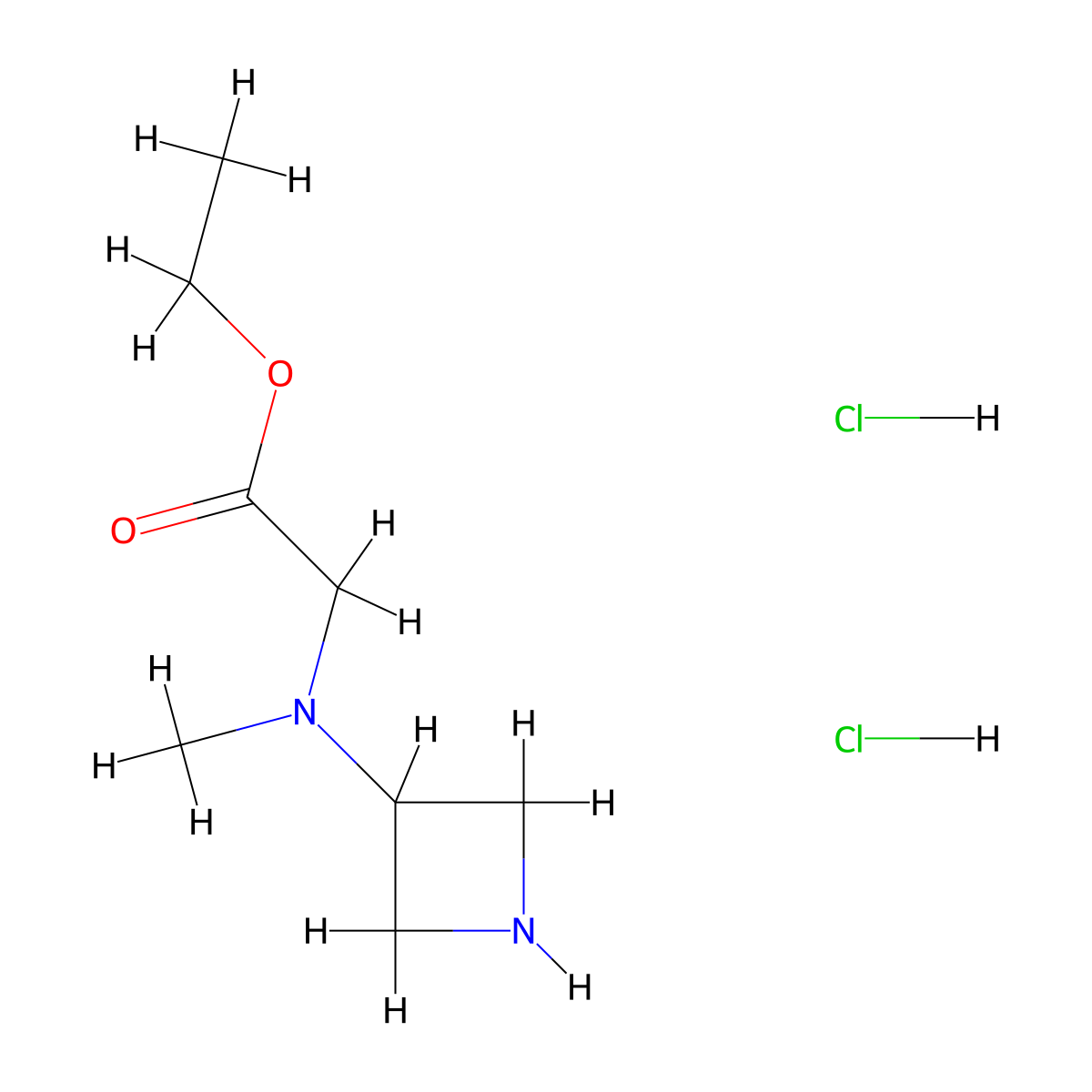 Ethyl 2-[(azetidin-3-yl)(methyl)amino]acetate dihydrochloride molecular structure, CAS 1803582-62-8