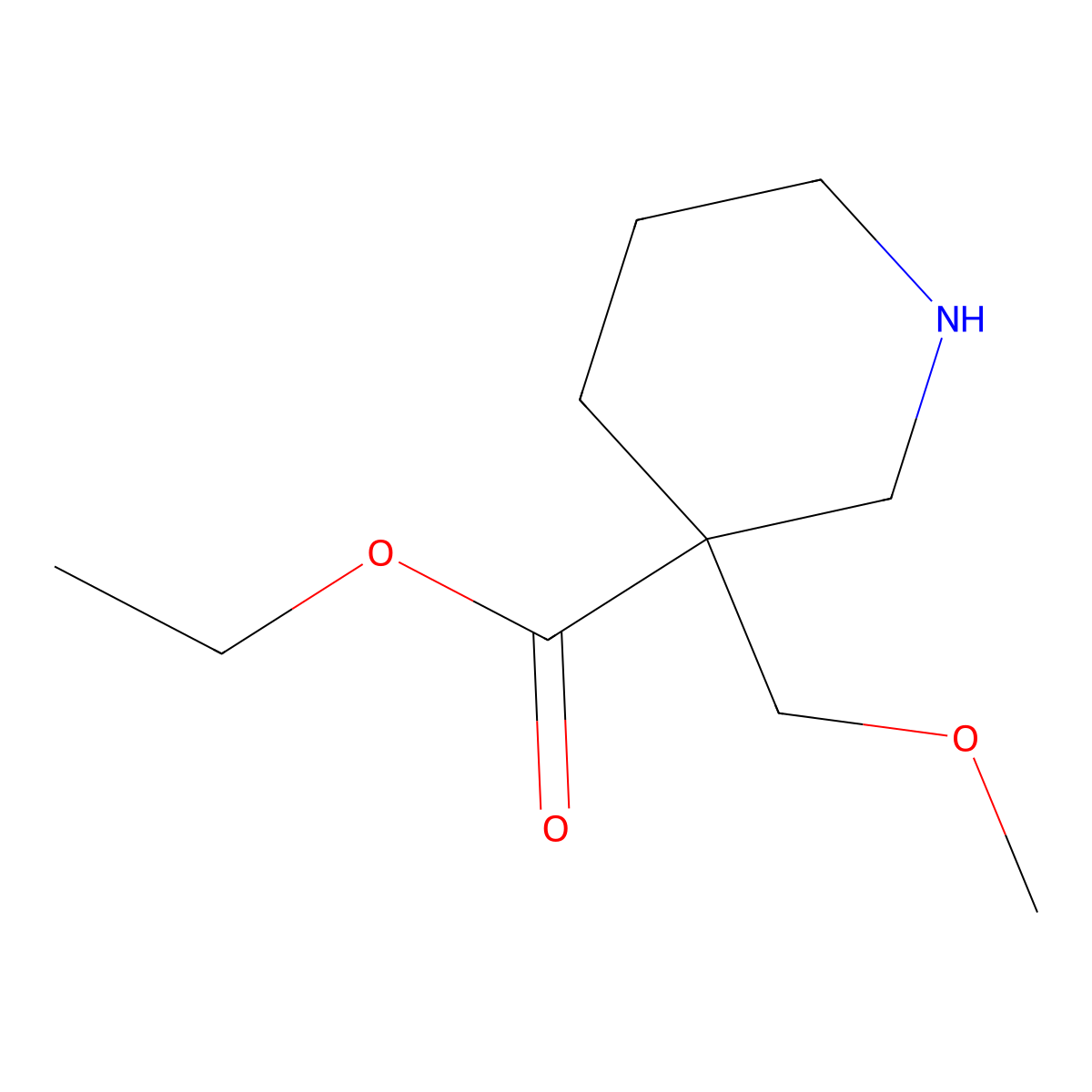 Ethyl 3-(methoxymethyl)piperidine-3-carboxylate molecular structure, CAS 1803582-67-3