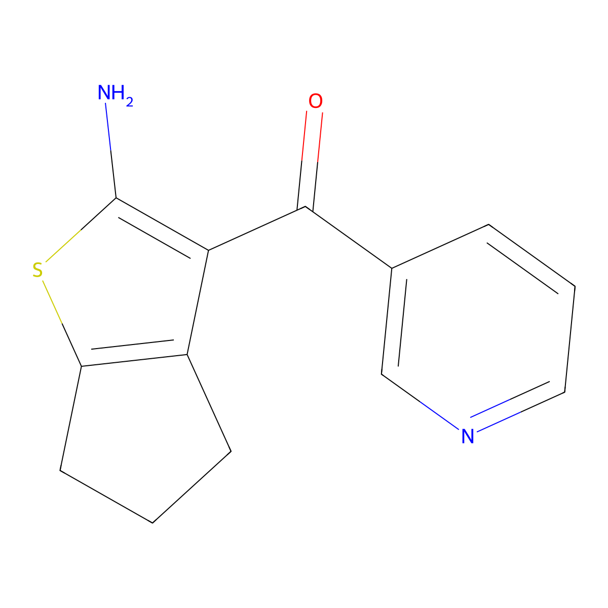 3-(pyridine-3-carbonyl)-4H,5H,6H-cyclopenta[b]thiophen-2-amine molecular structure, CAS 1803582-68-4