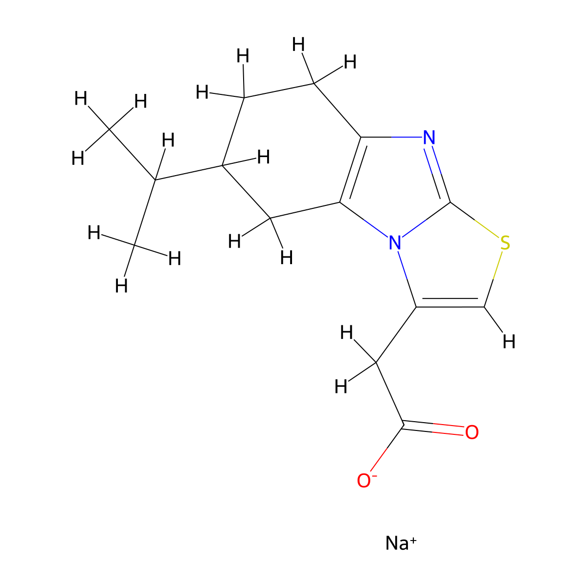 Sodium 2-[11-(propan-2-yl)-5-thia-2,7-diazatricyclo[6.4.0.0,2,6]dodeca-1(8),3,6-trien-3-yl]acetate molecular structure, CAS 1803582-72-0