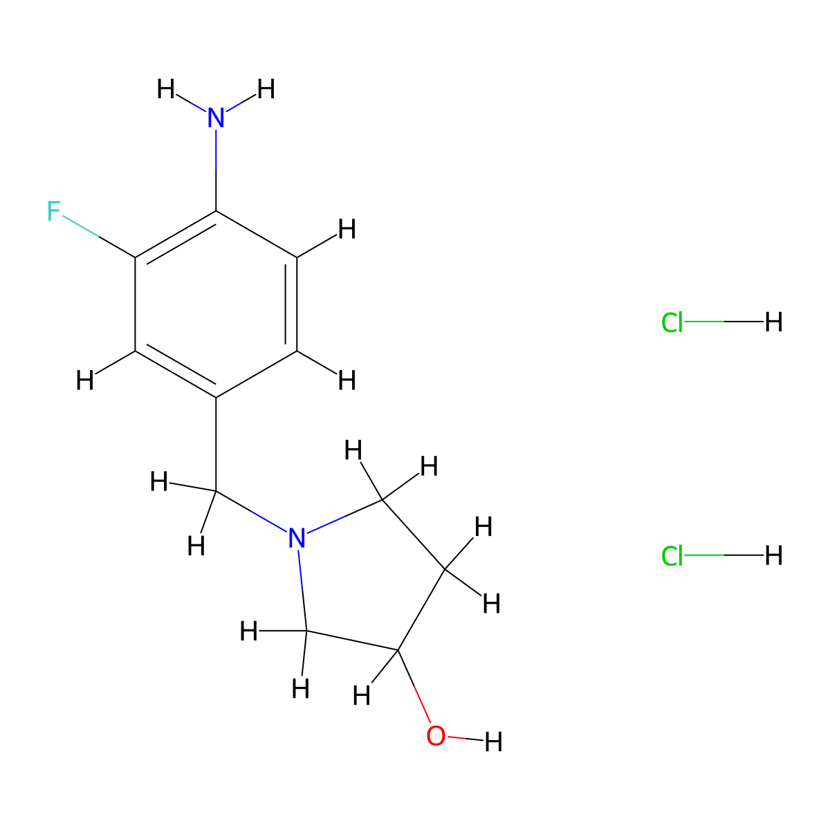 1-[(4-Amino-3-fluorophenyl)methyl]pyrrolidin-3-ol dihydrochloride molecular structure, CAS 1803582-76-4