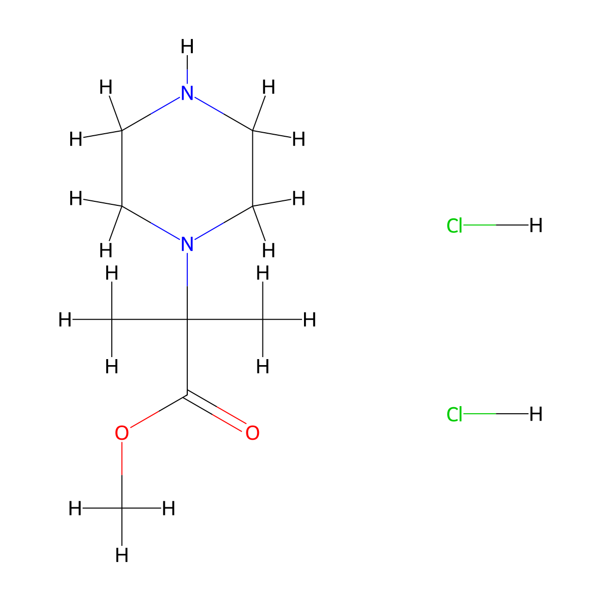 Methyl 2-methyl-2-(piperazin-1-yl)propanoate dihydrochloride molecular structure, CAS 1803582-83-3