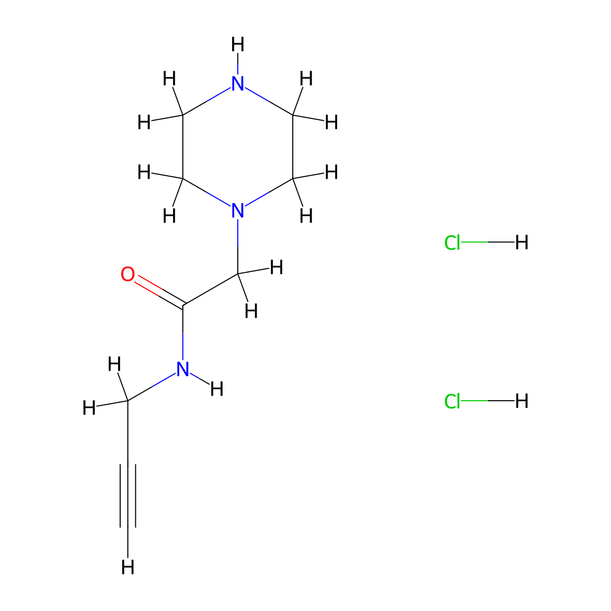 2-(piperazin-1-yl)-N-(prop-2-yn-1-yl)acetamide dihydrochloride molecular structure, CAS 1803582-89-9