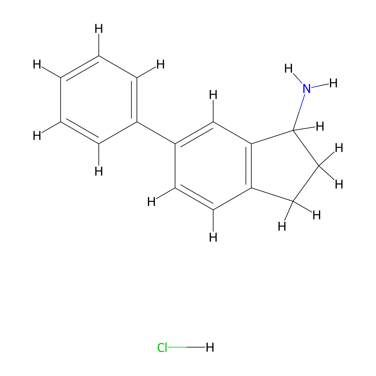 6-phenyl-2,3-dihydro-1H-inden-1-amine hydrochloride molecular structure, CAS 1803582-91-3