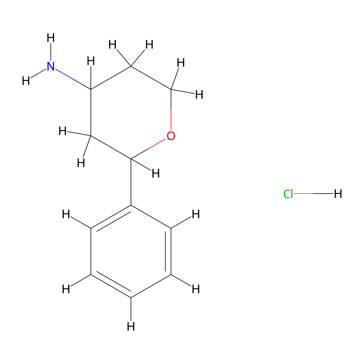 2-Phenyloxan-4-amine hydrochloride molecular structure, CAS 1803582-99-1
