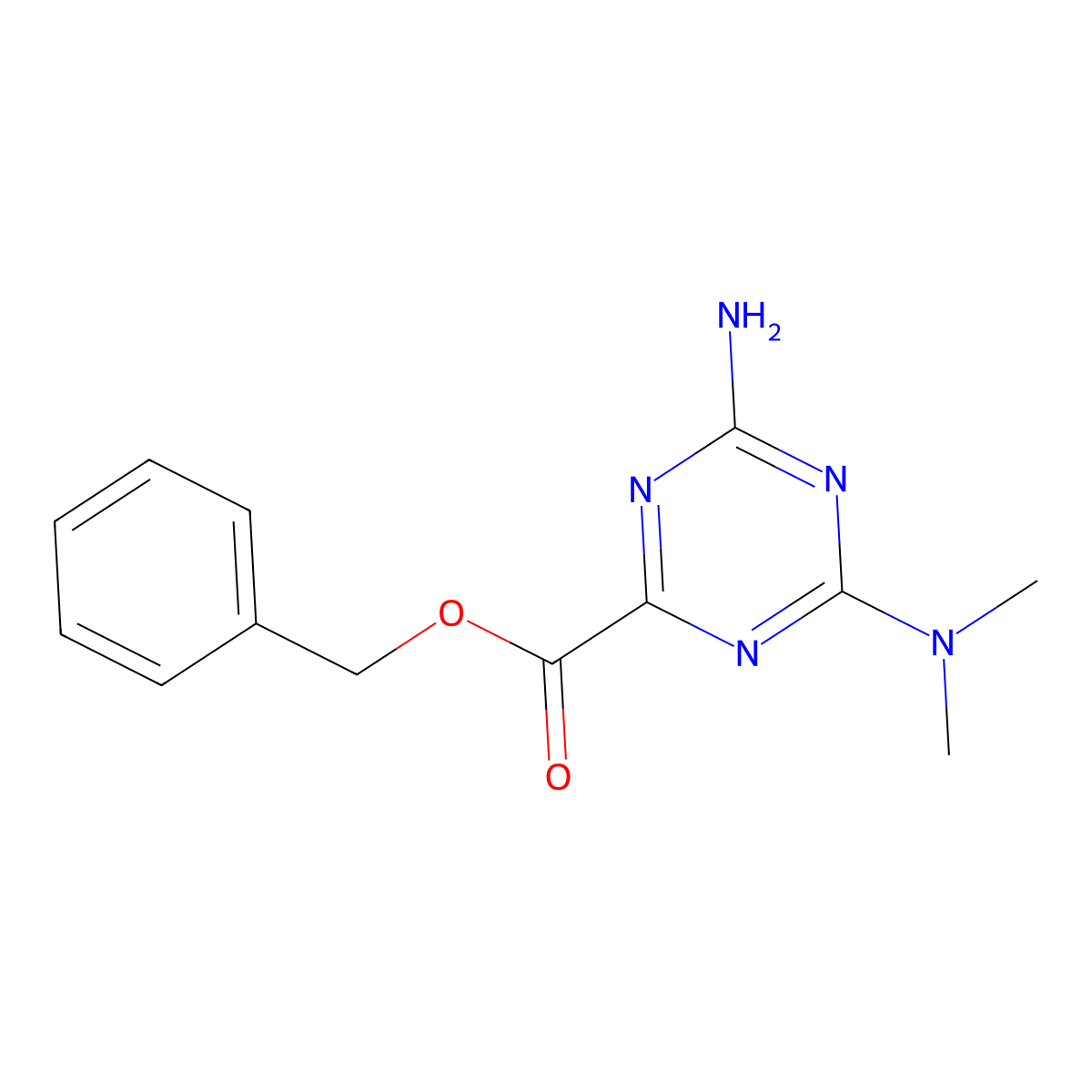 Benzyl 4-amino-6-(dimethylamino)-1,3,5-triazine-2-carboxylate molecular structure, CAS 1803583-03-0