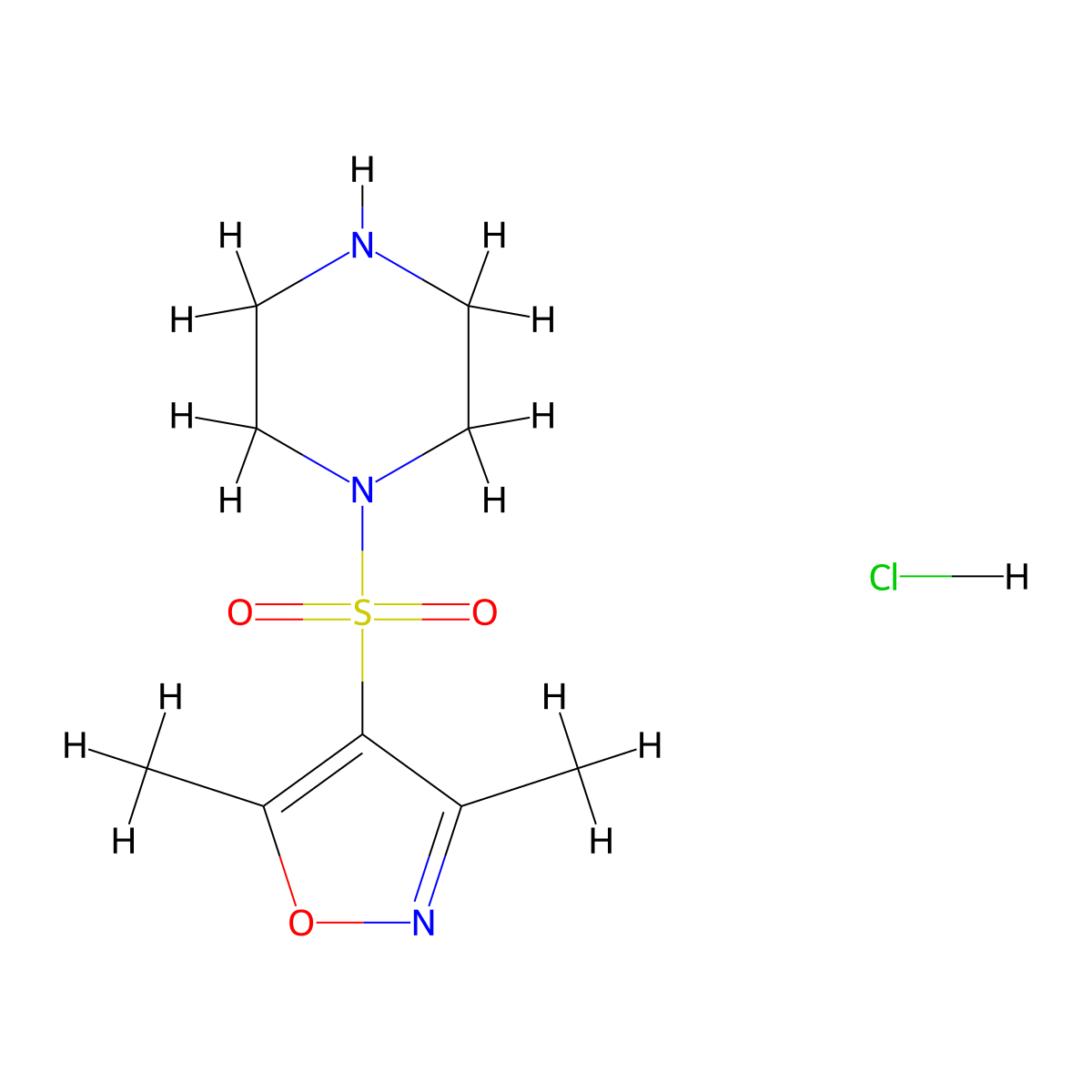 1-[(Dimethyl-1,2-oxazol-4-yl)sulfonyl]piperazine hydrochloride molecular structure, CAS 1803583-13-2