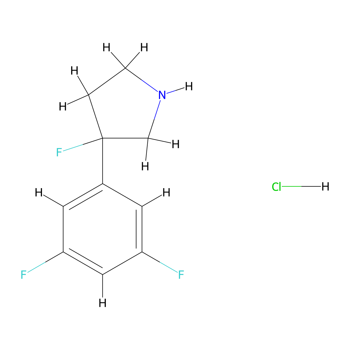 3-(3,5-Difluorophenyl)-3-fluoropyrrolidine hydrochloride molecular structure, CAS 1803583-15-4